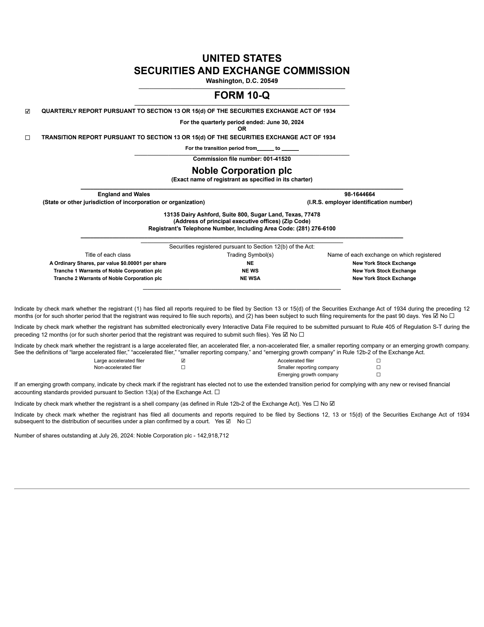 Noble's Q2 2024 Quarterly Report