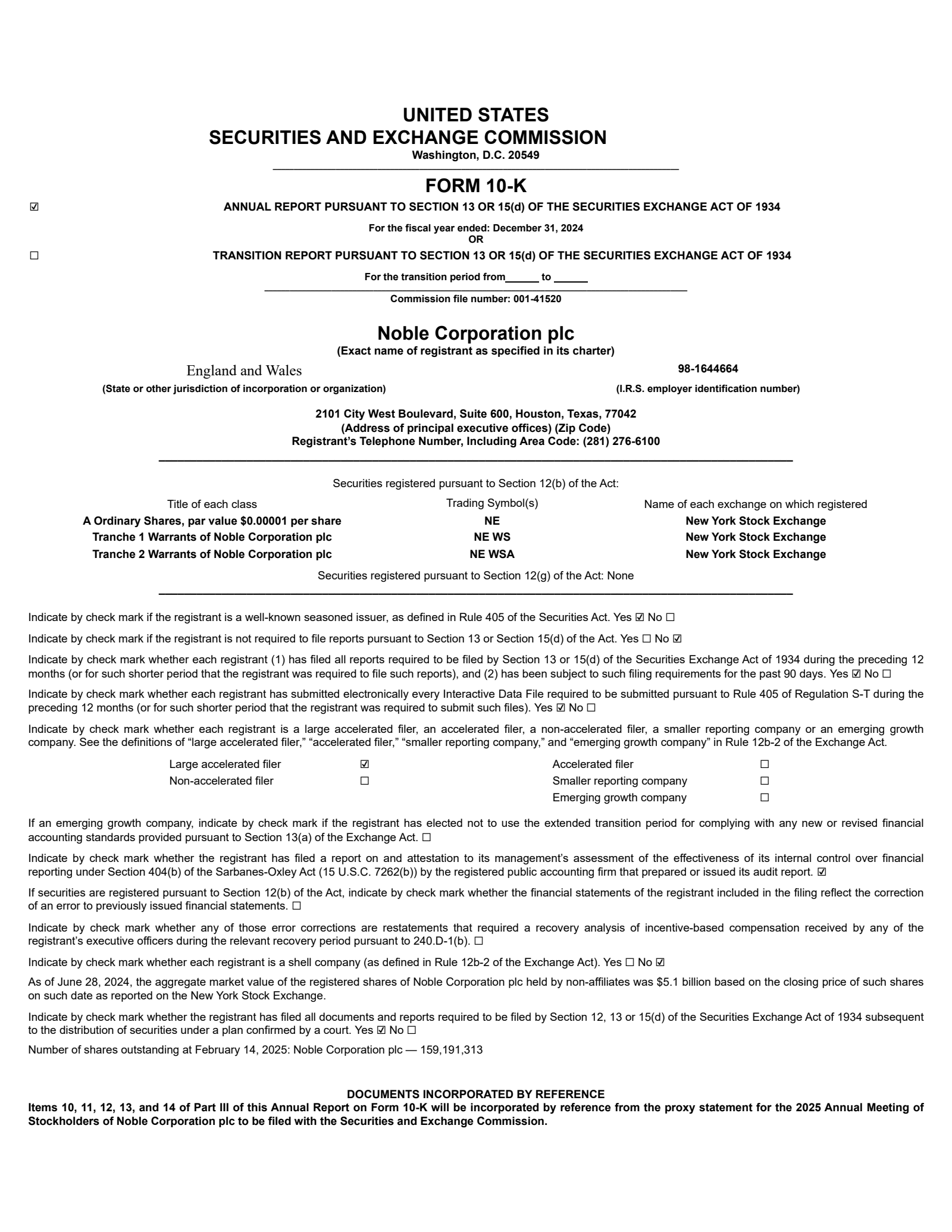 Noble's Q4 2024 Annual Report