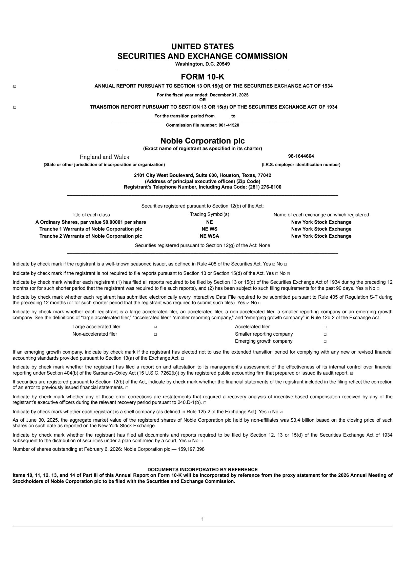 Noble's Q4 2025 Annual report
