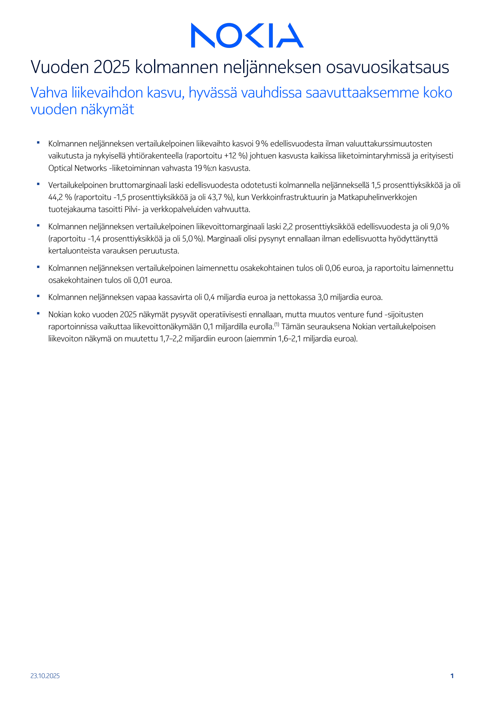 Nokia's Q3 2025 Interim Report