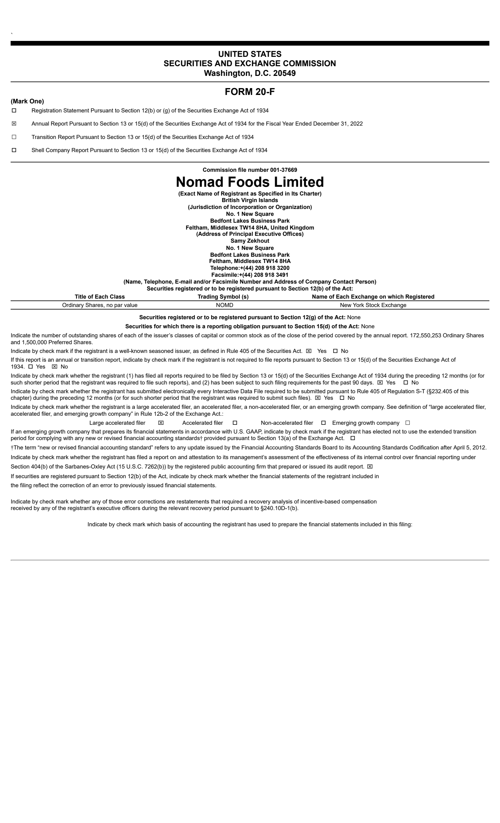 Nomad Foods' Q4 2022 Annual Report