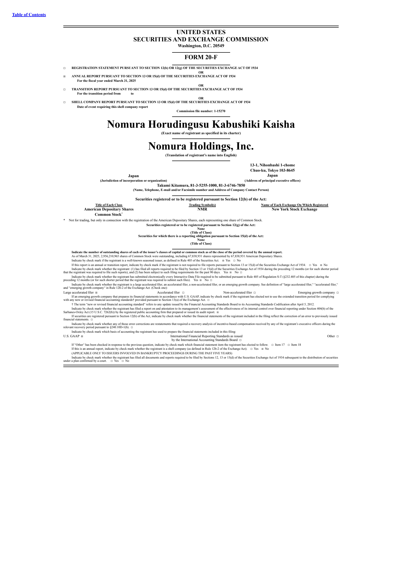Nomura's Q4 2025 Annual report