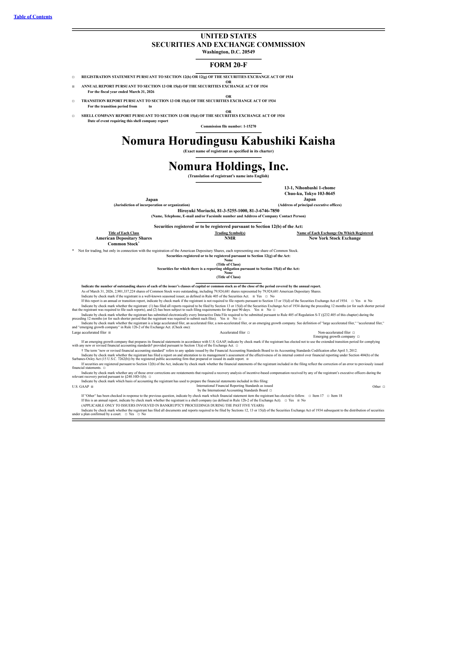 Nomura's Q4 2026 Annual report