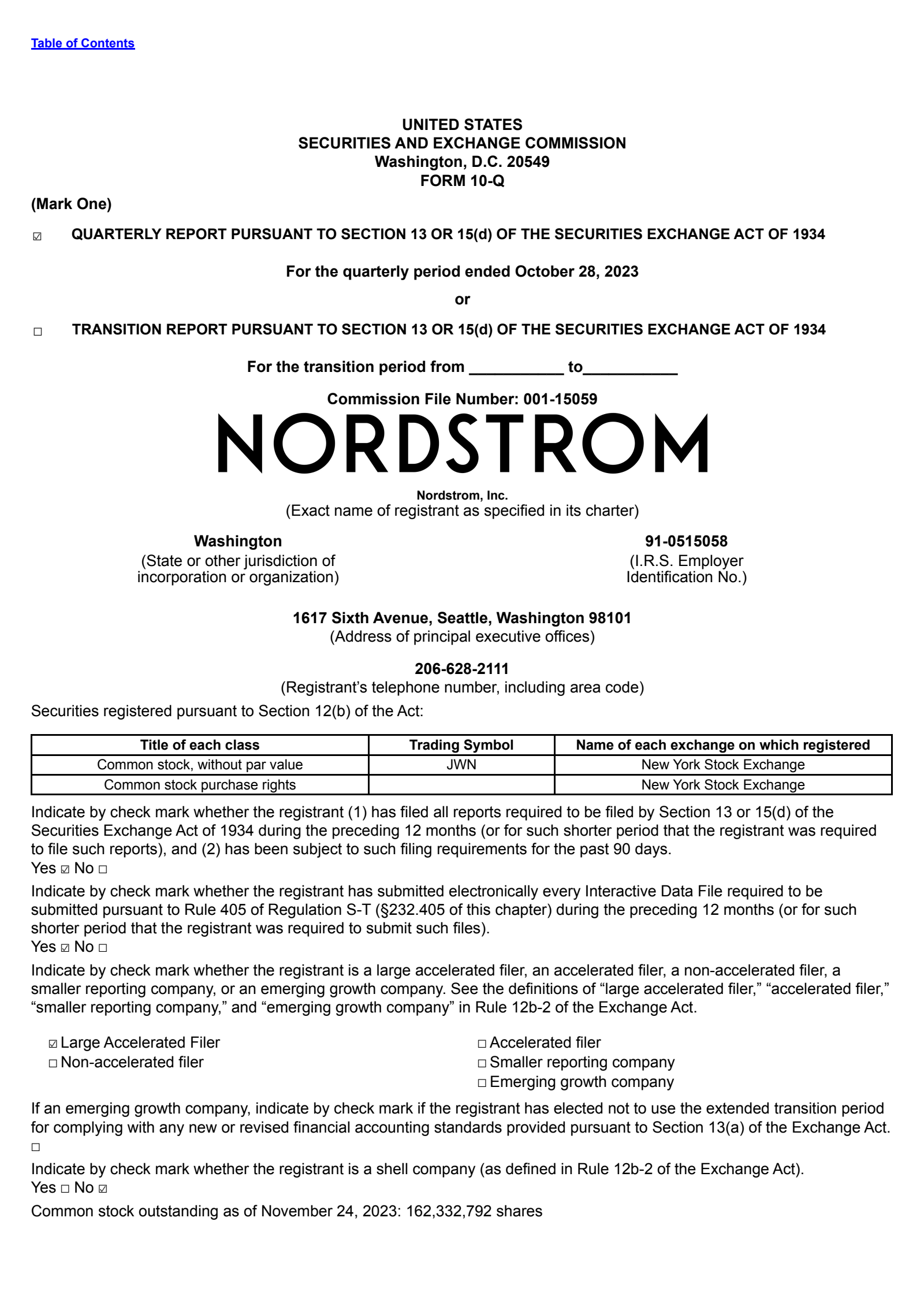 Nordstrom's Q3 2024 Quarterly report
