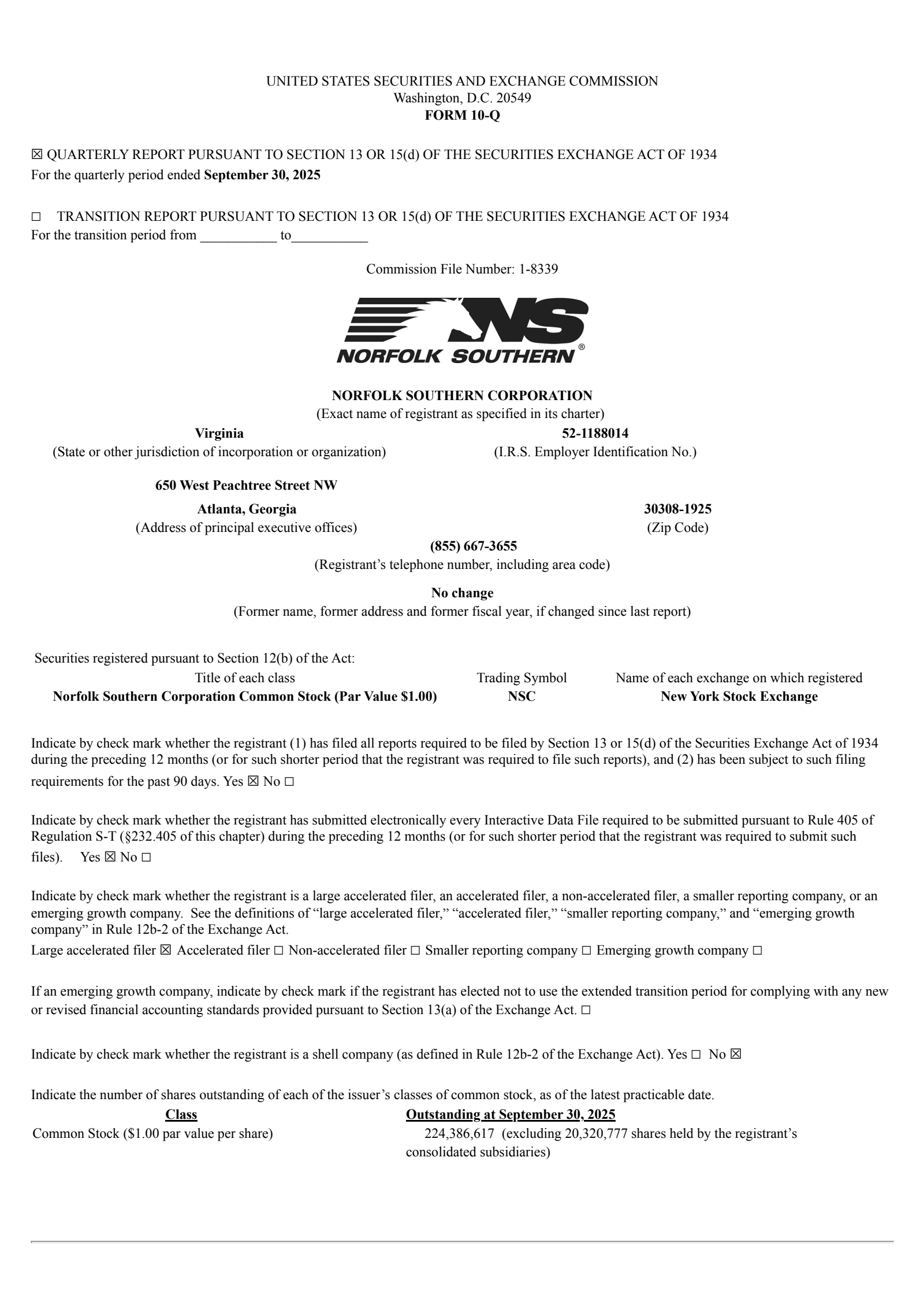 Norfolk Southern's Q3 2025 Quarterly Report
