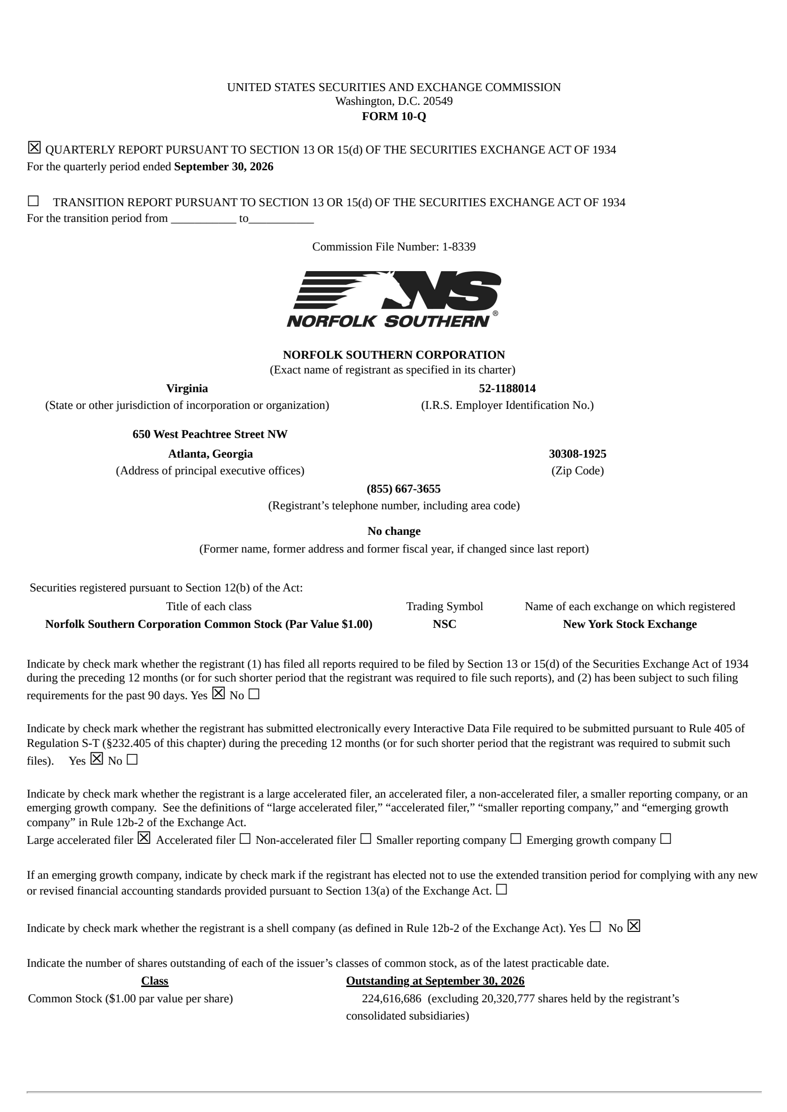 Norfolk Southern (NSC) Q3 2026 Earnings Results & Call Transcript