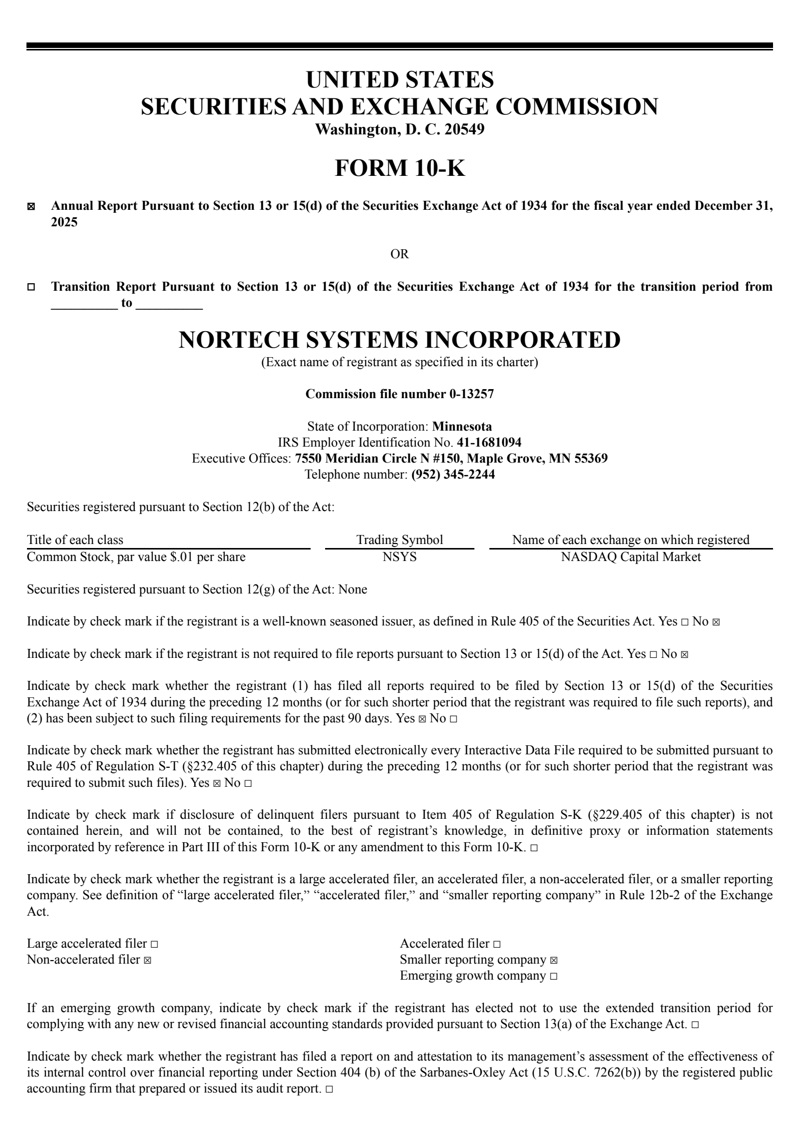 Nortech Systems' Q4 2025 Annual report