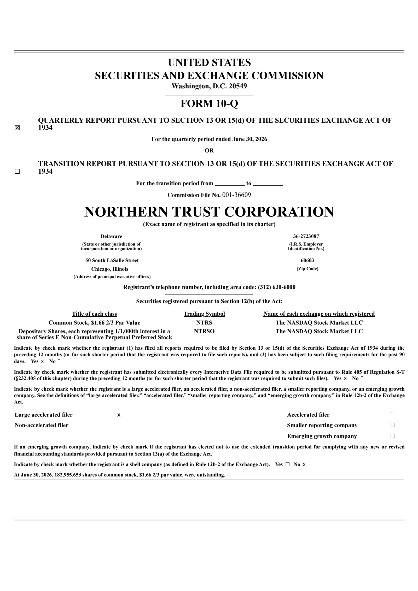Northern Trust's Q2 2026 Quarterly report