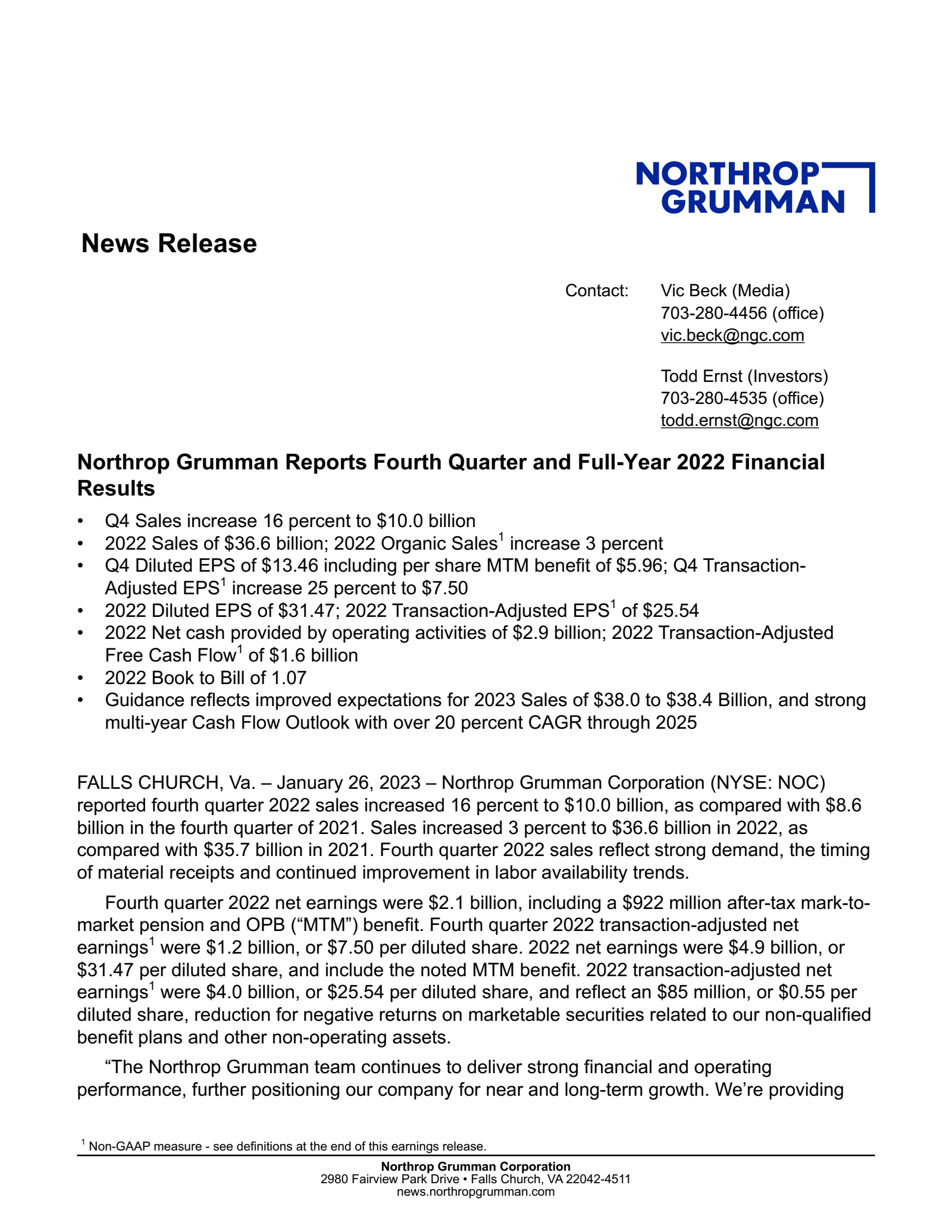 Northrop Grumman's Q4 2022 Earnings Release
