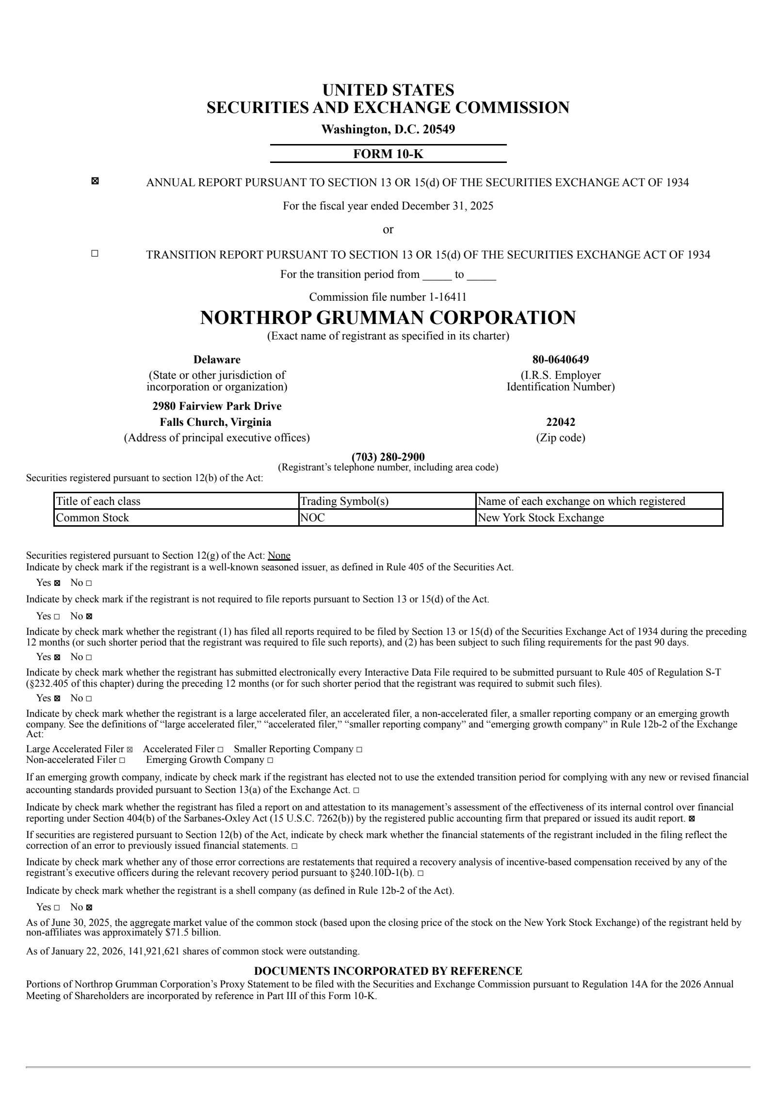 Northrop Grumman's Q4 2025 Annual report