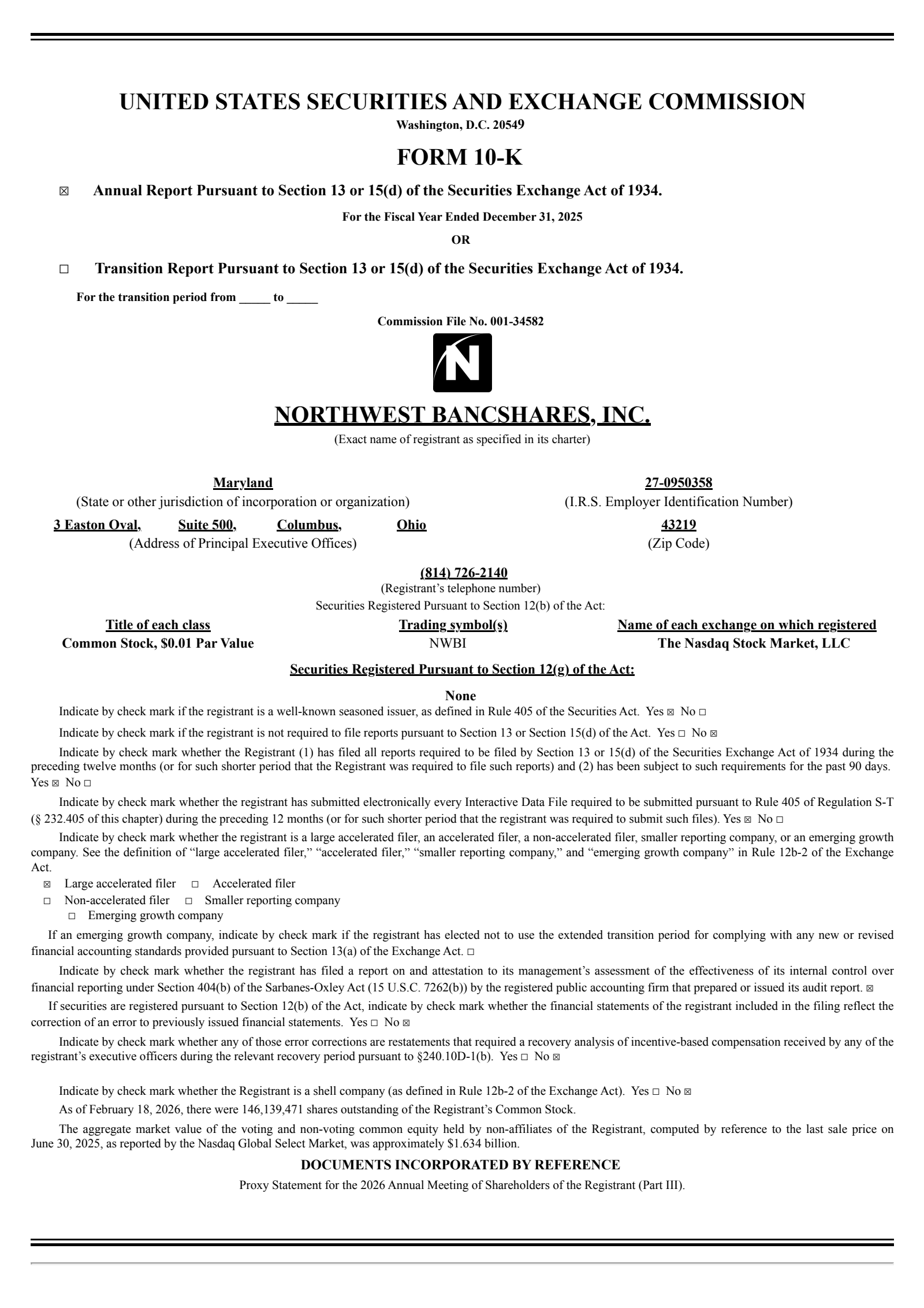Northwest Bancshares' Q4 2025 Annual report