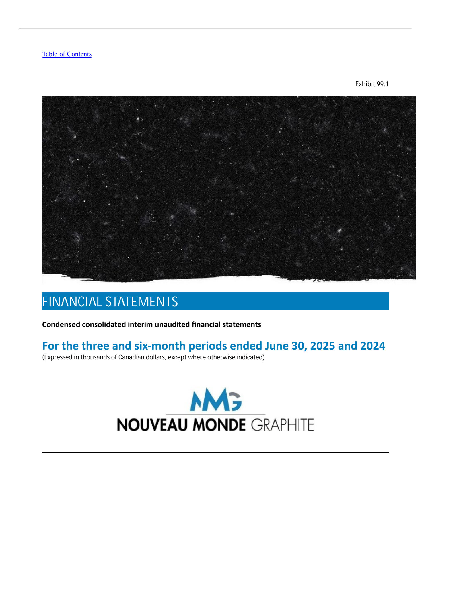Nouveau Monde Graphite's Q2 2025 Interim report
