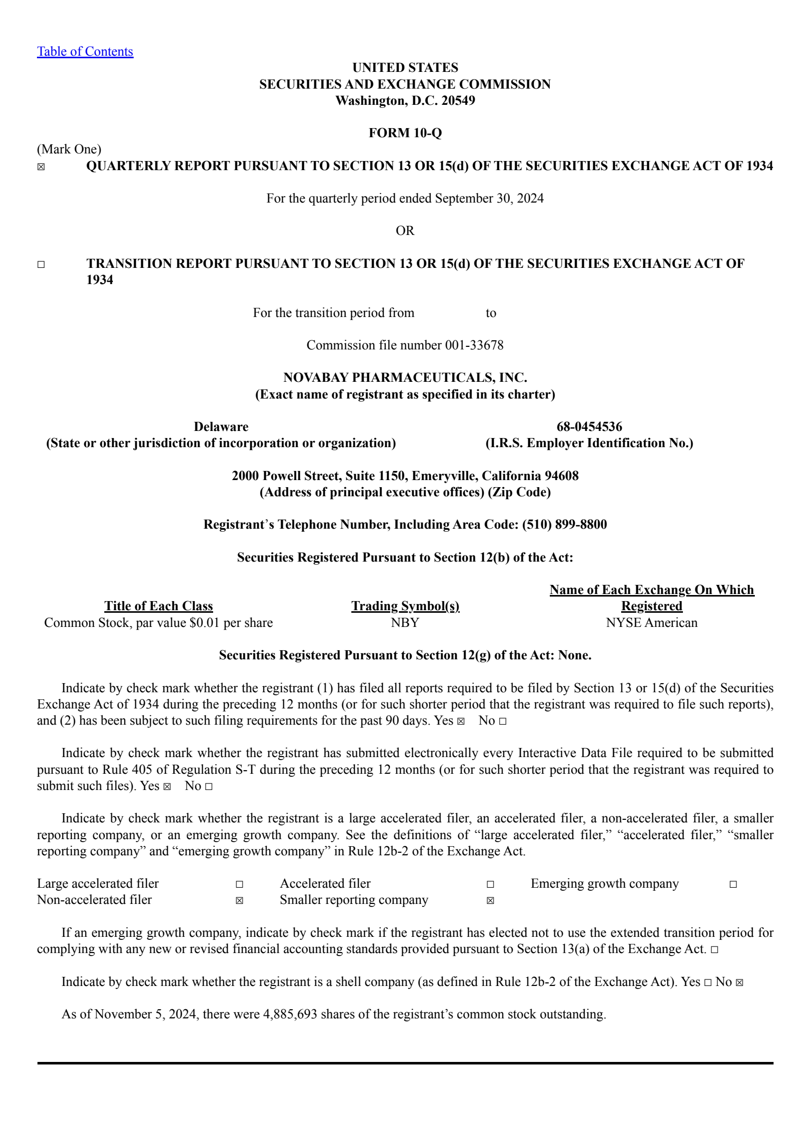 NovaBay Pharmaceuticals' Q3 2024 Quarterly report