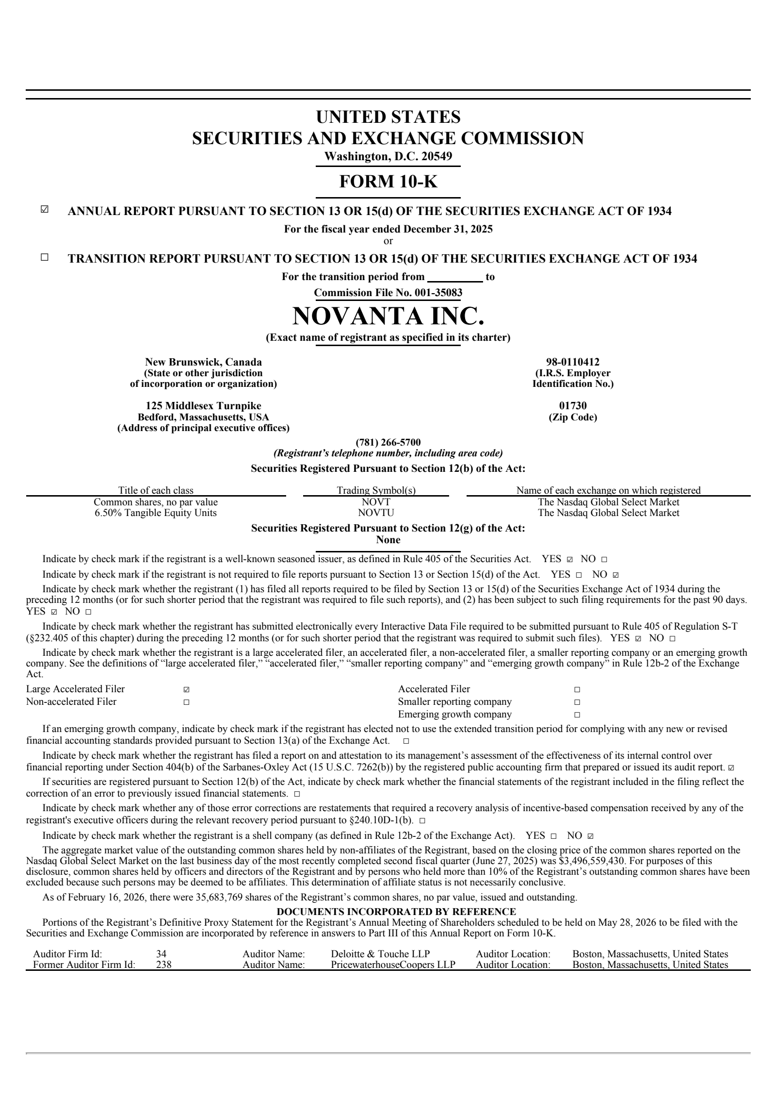 Novanta's Q4 2025 Annual report