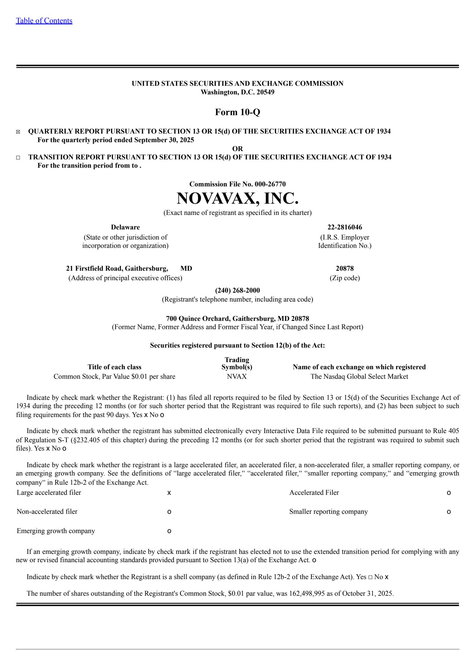 Novavax's Q3 2025 Quarterly Report