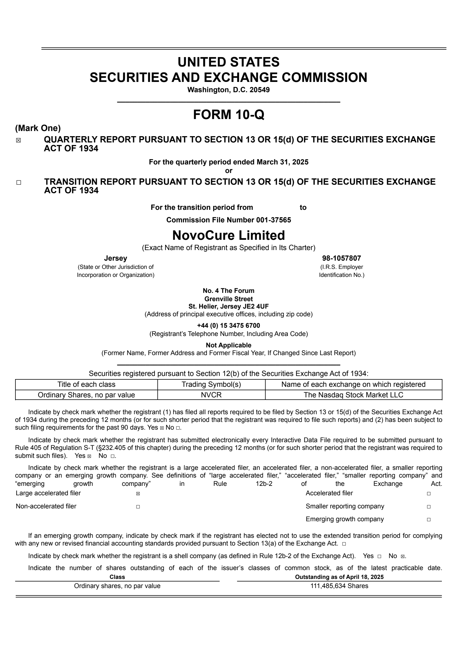 NovoCure's Q1 2025 Quarterly report