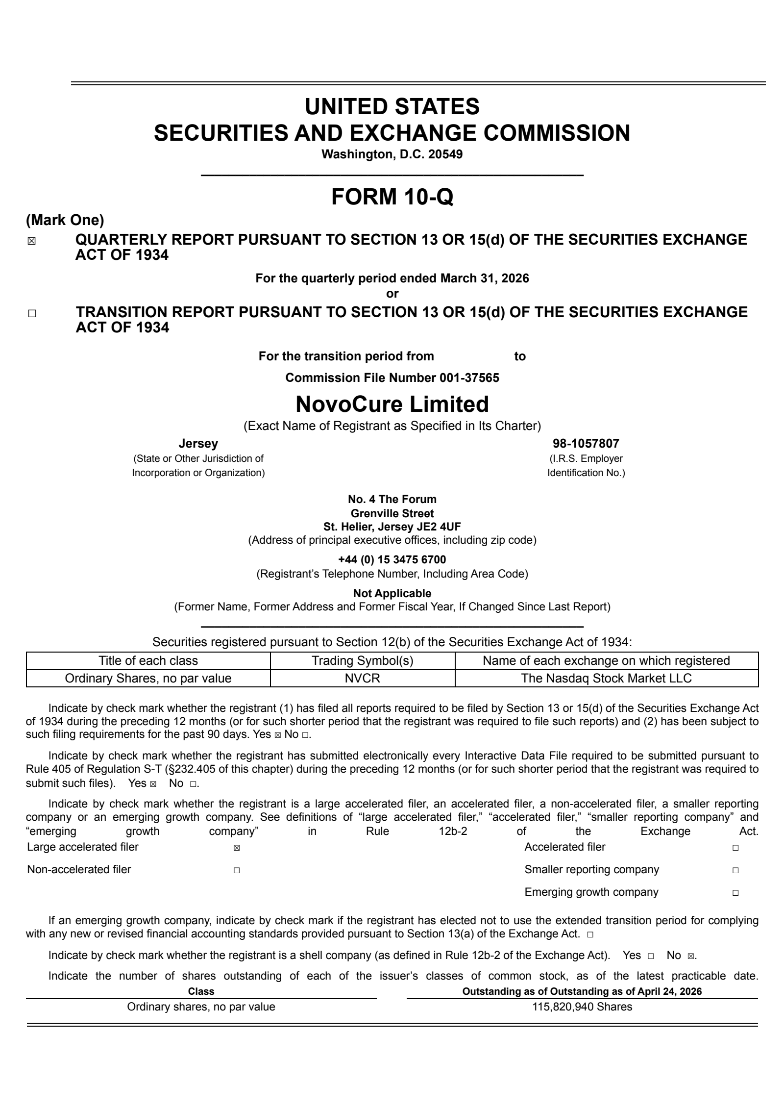 NovoCure's Q1 2026 Quarterly report