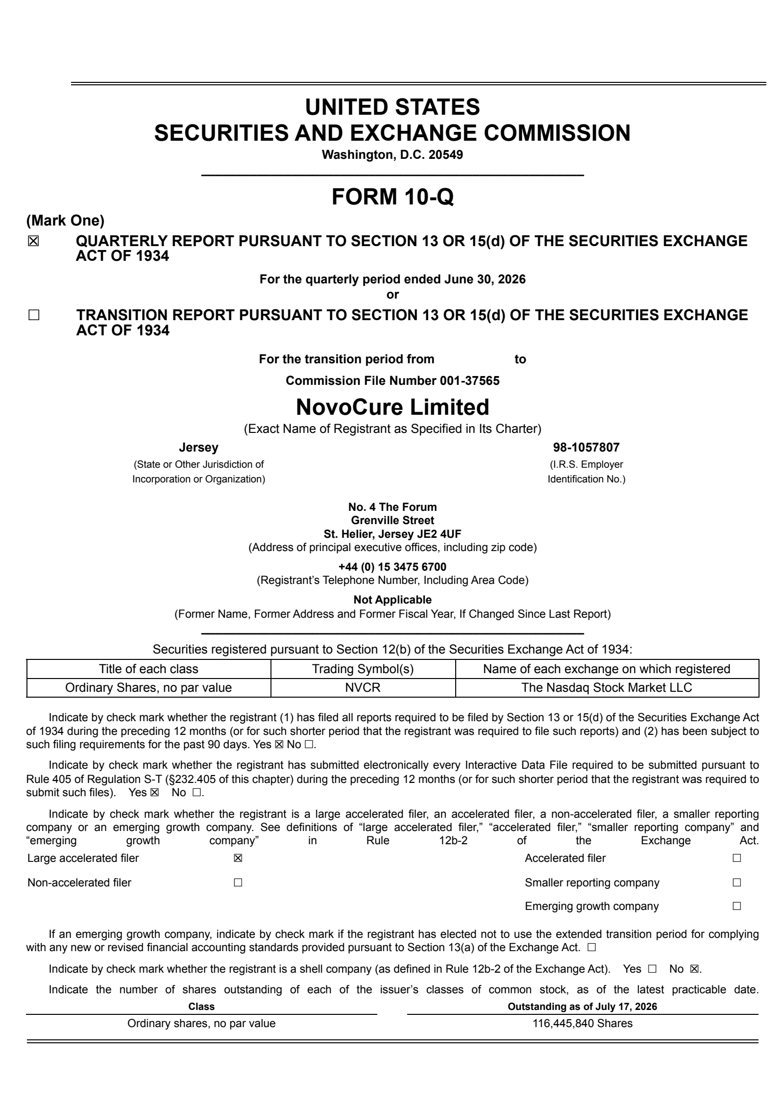 NovoCure's Q2 2026 Quarterly report