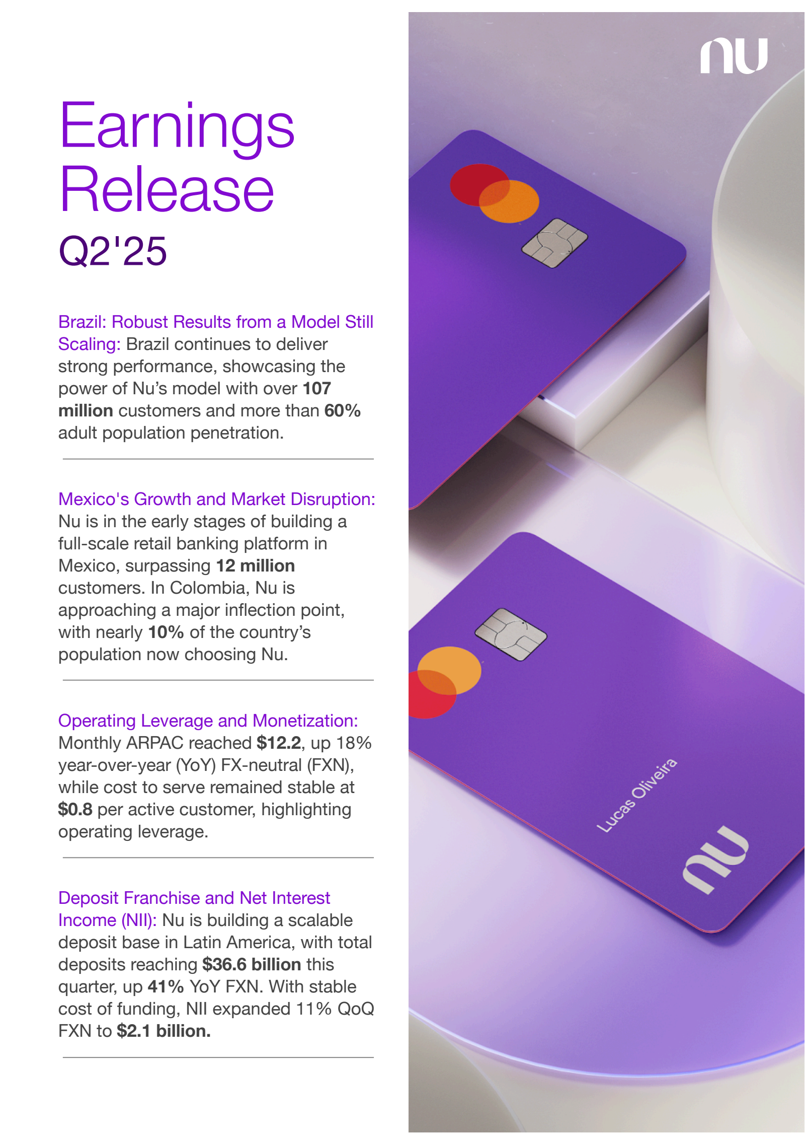 NU's Q2 2025 Press Release