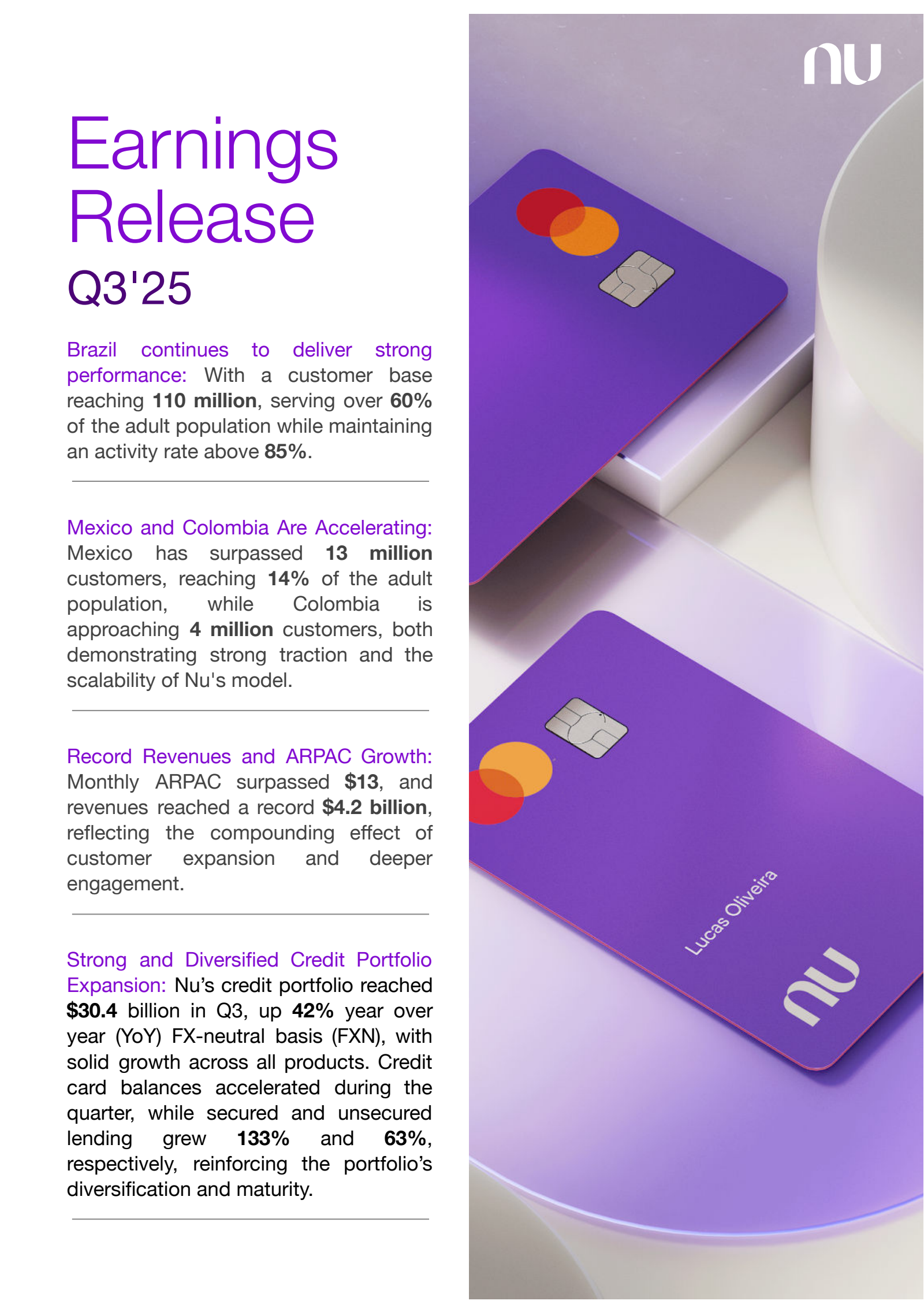 NU's Q3 2025 Earnings Release