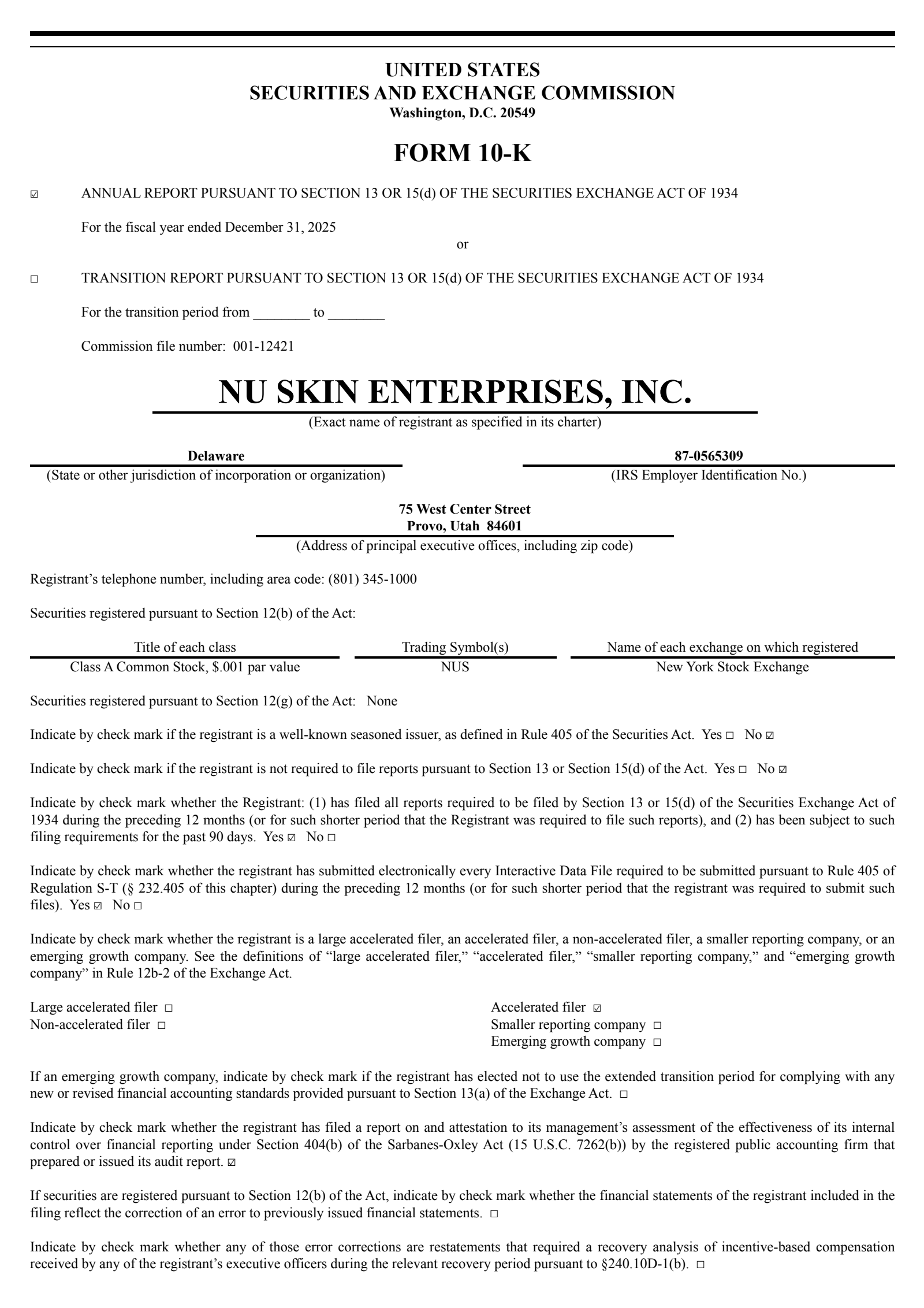 Nu Skin Enterprises' Q4 2025 Annual report