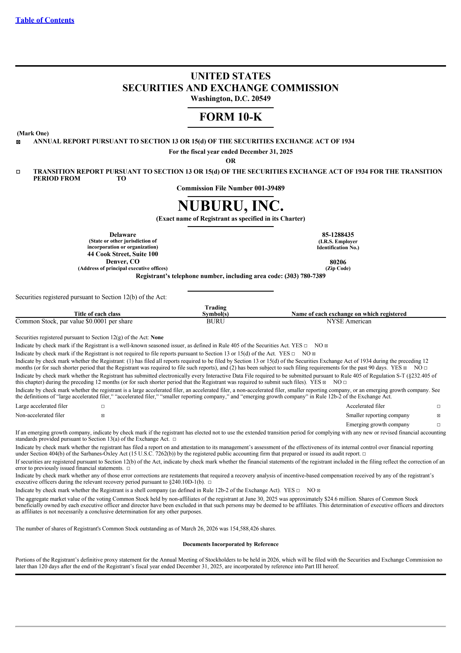 Nuburu's Q4 2025 Annual report