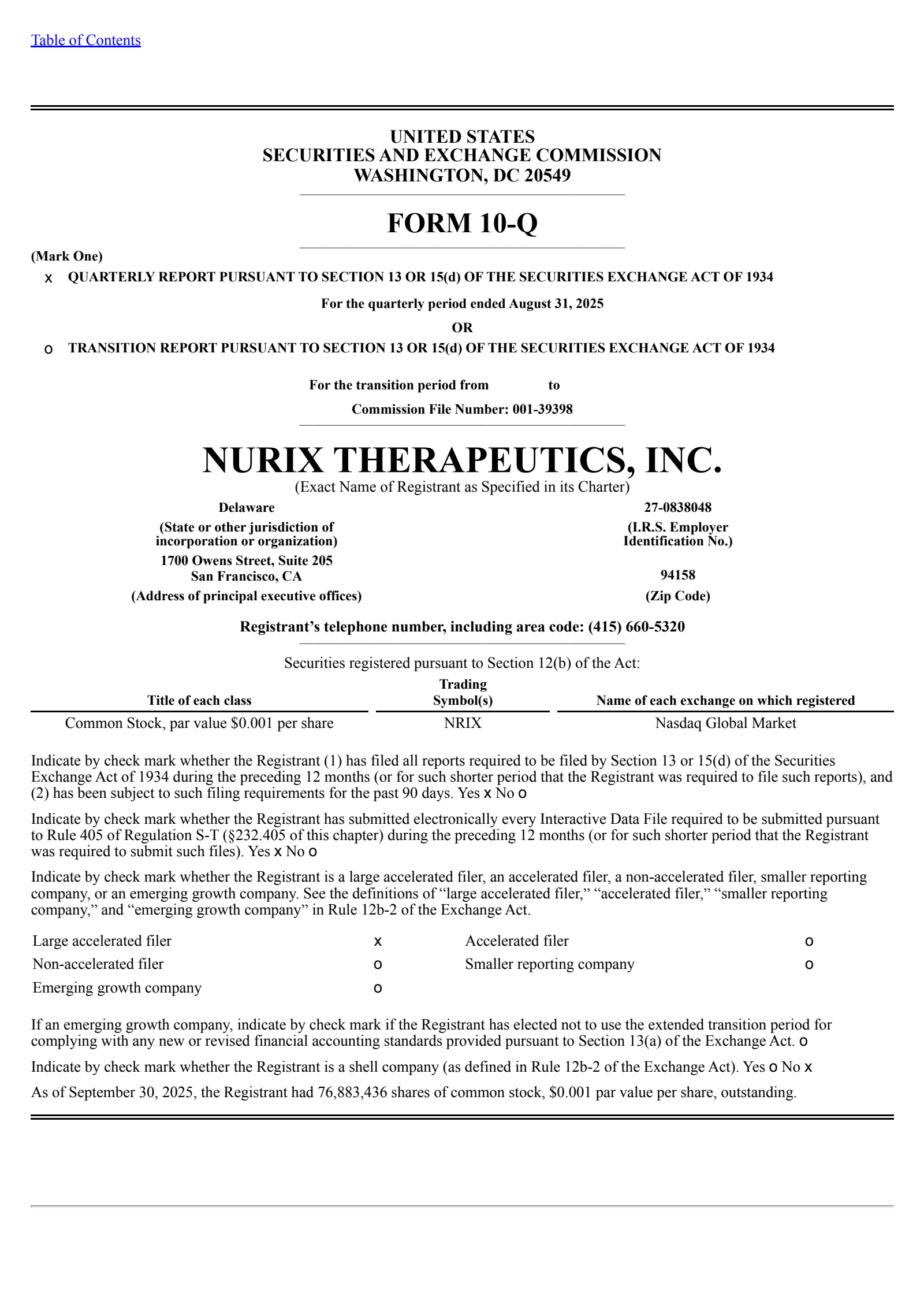 Nurix Therapeutics' Q3 2025 Quarterly Report