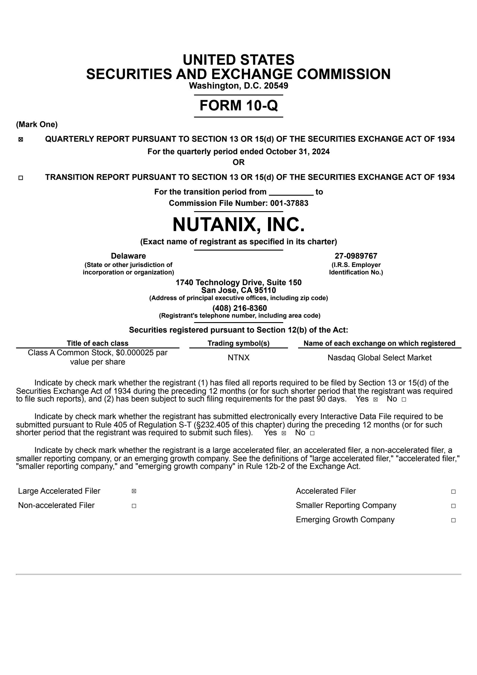 Nutanix's Q1 2025 Quarterly report