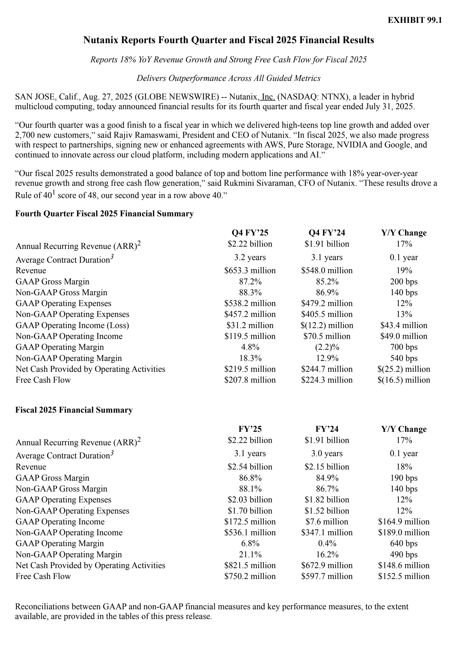 Nutanix's Q4 2025 Press Release