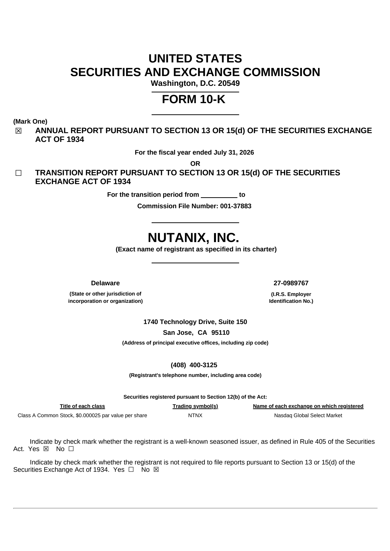 Nutanix's Q4 2026 Annual report
