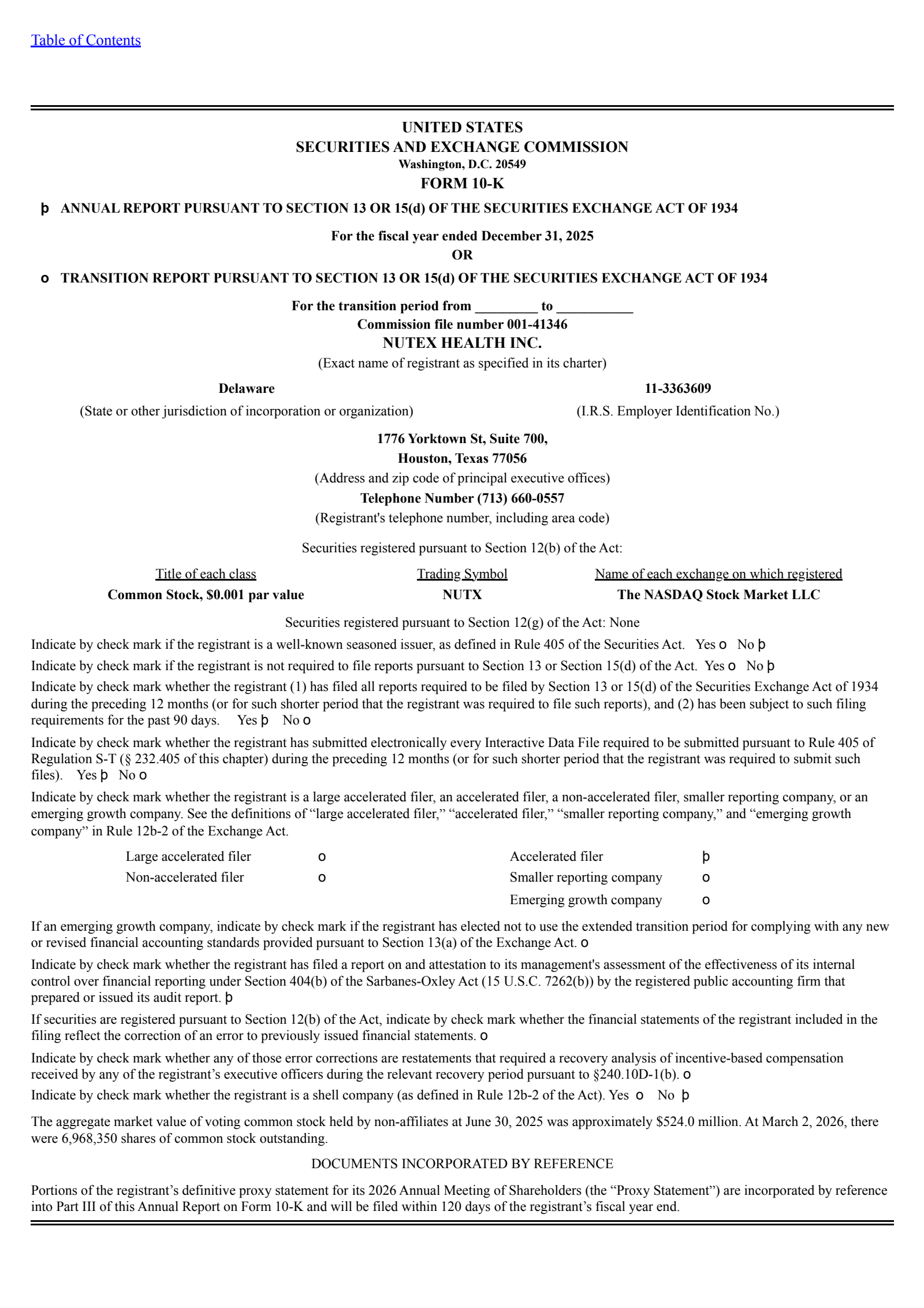 Nutex Health's Q4 2025 Annual report
