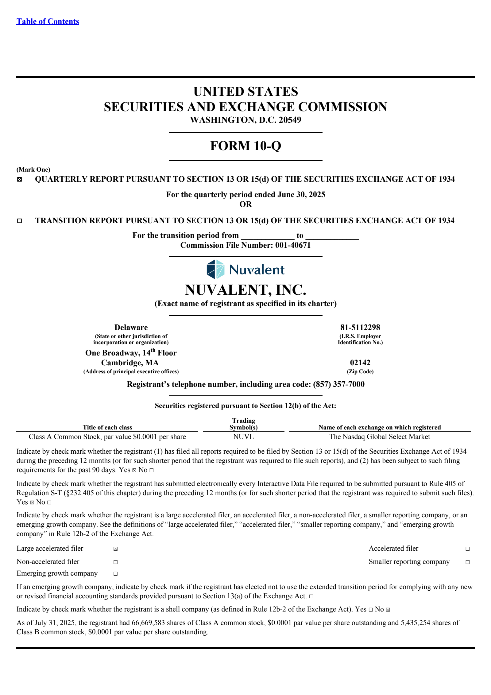 Nuvalent's Q2 2025 Quarterly report
