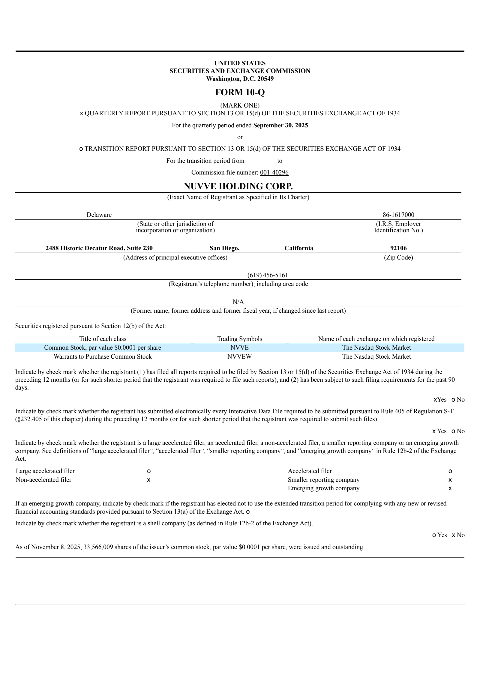 Nuvve's Q3 2025 Quarterly Report
