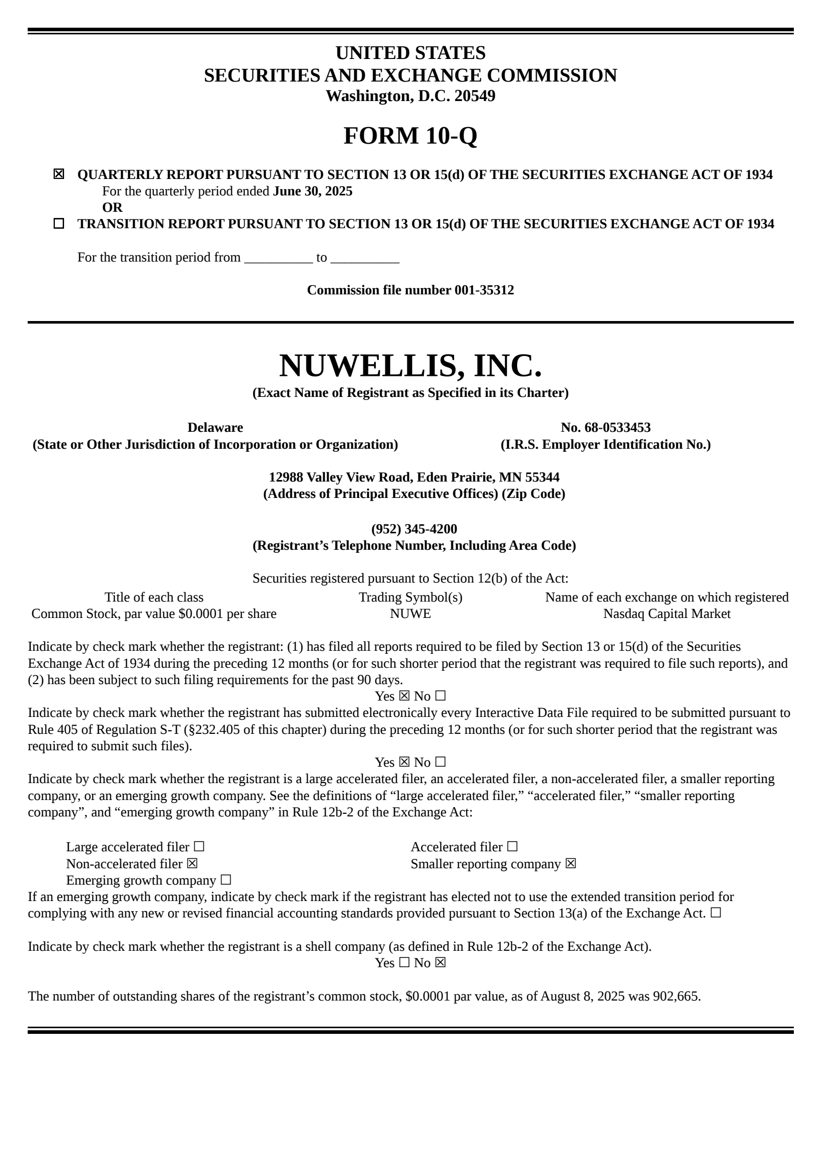 Nuwellis' Q2 2025 Quarterly report