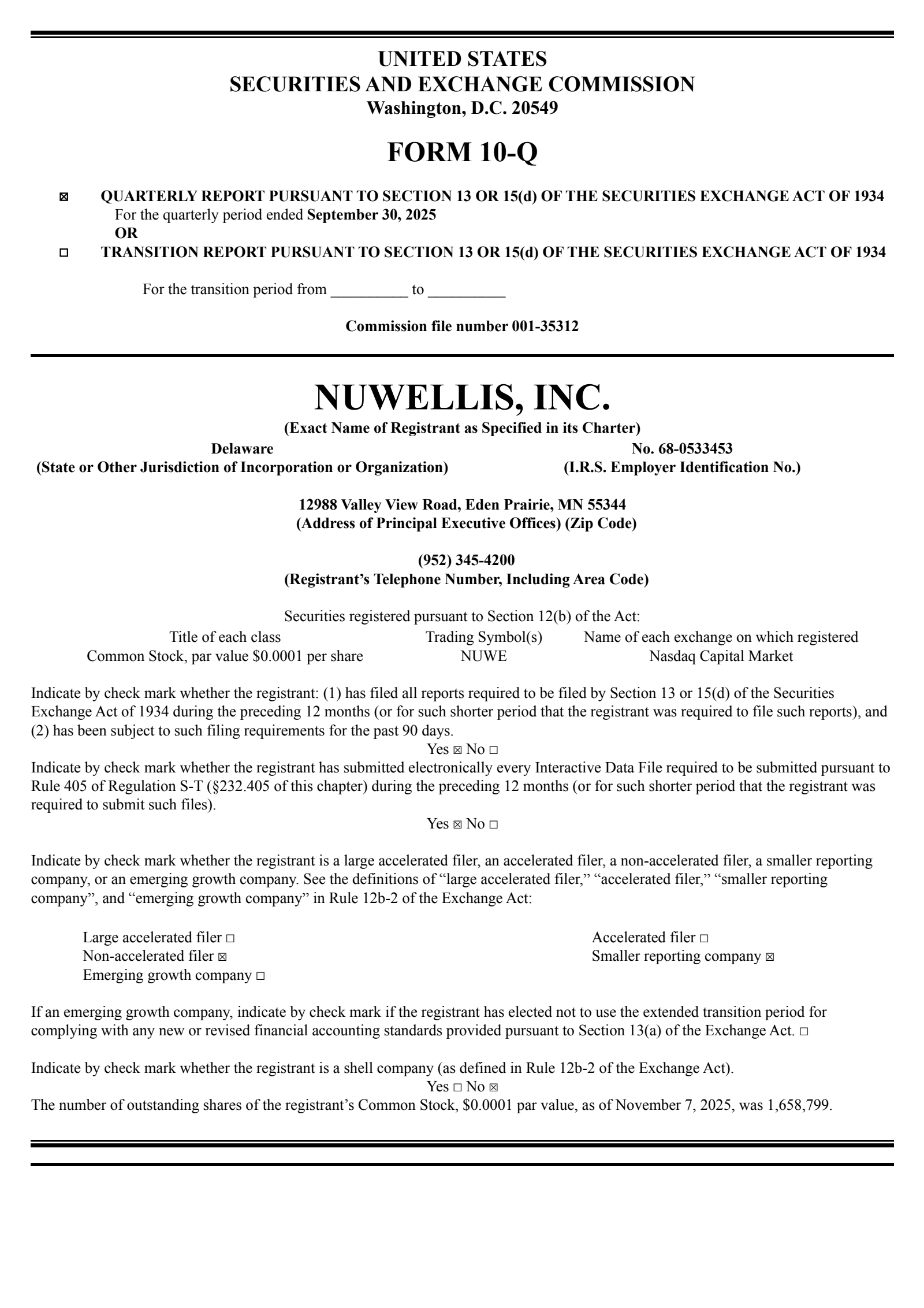 Nuwellis' Q3 2025 Quarterly Report