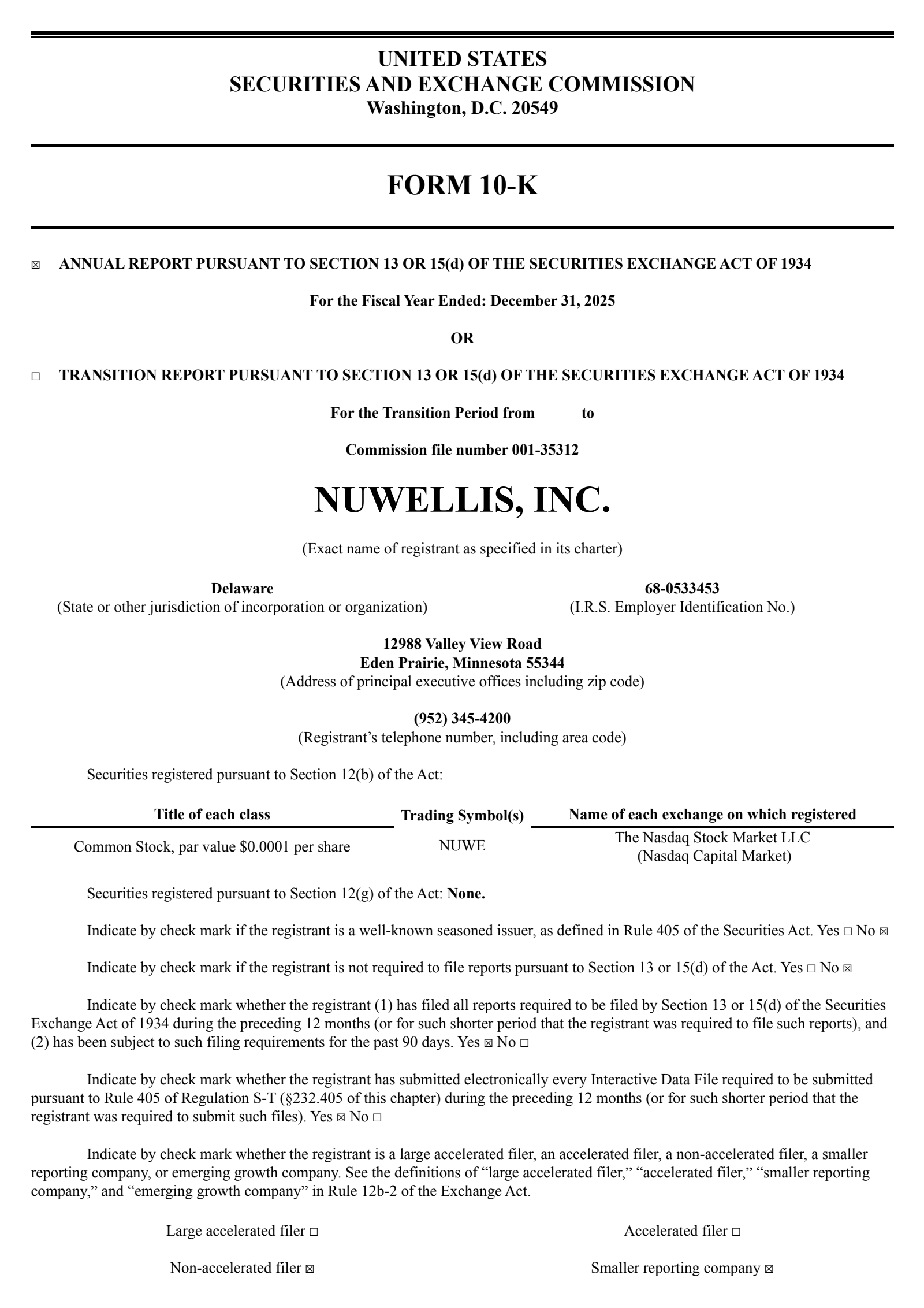 Nuwellis' Q4 2025 Annual report