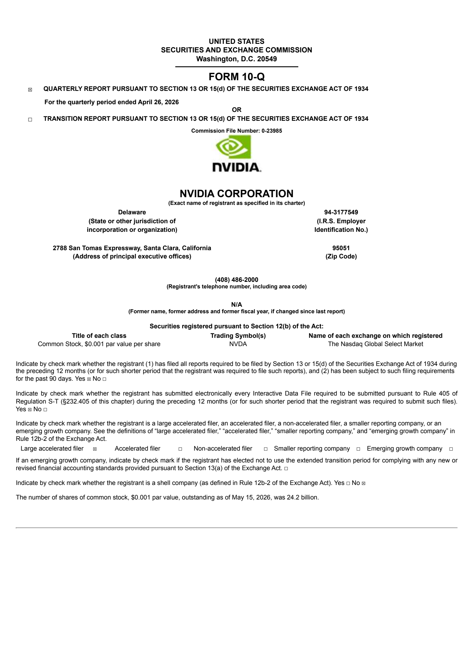 NVIDIA's Q1 2027 Quarterly report