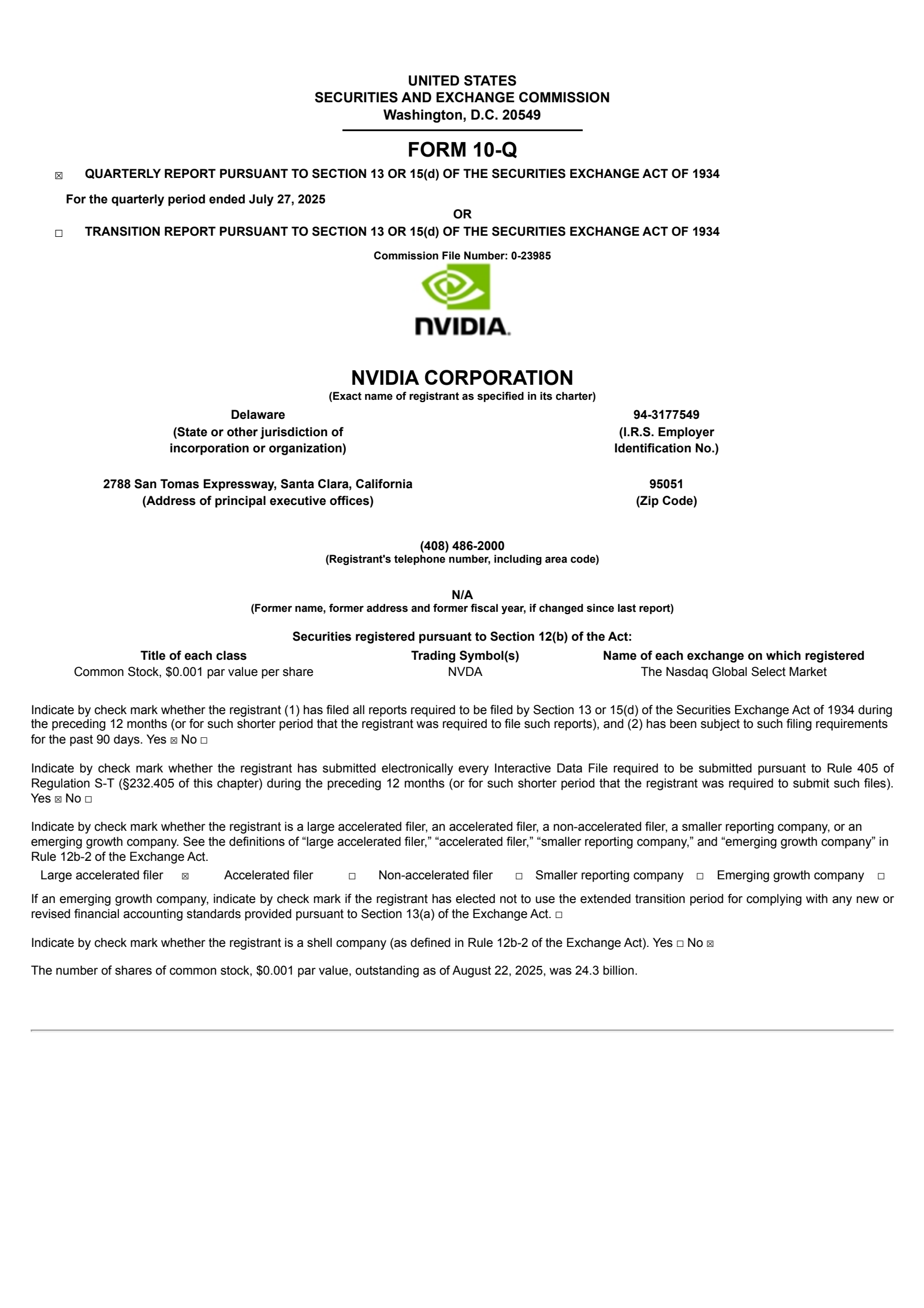 NVIDIA's Q2 2026 Quarterly report