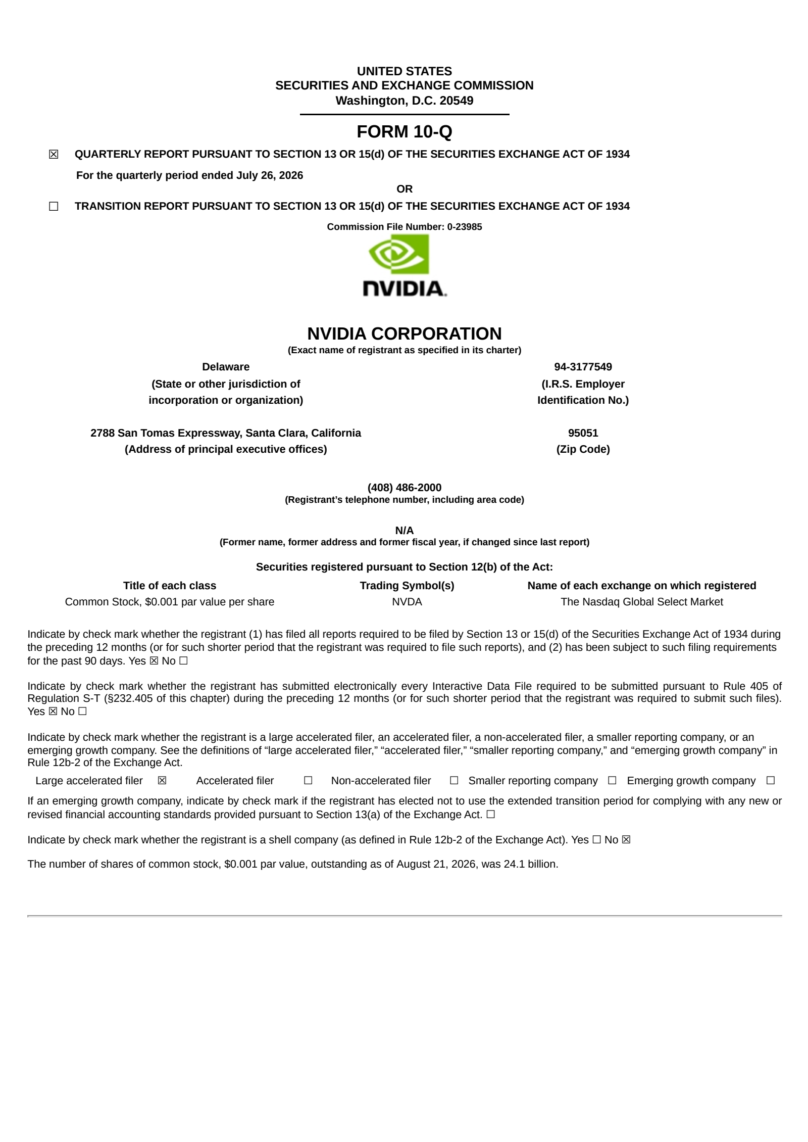 NVIDIA's Q2 2027 Quarterly report