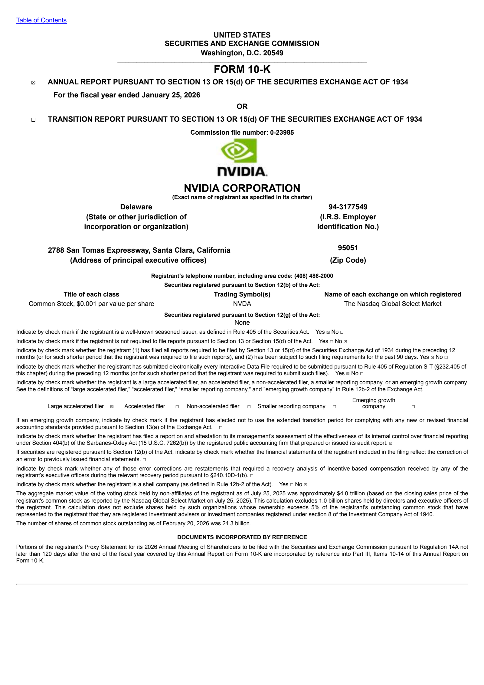 NVIDIA's Q4 2026 Annual report