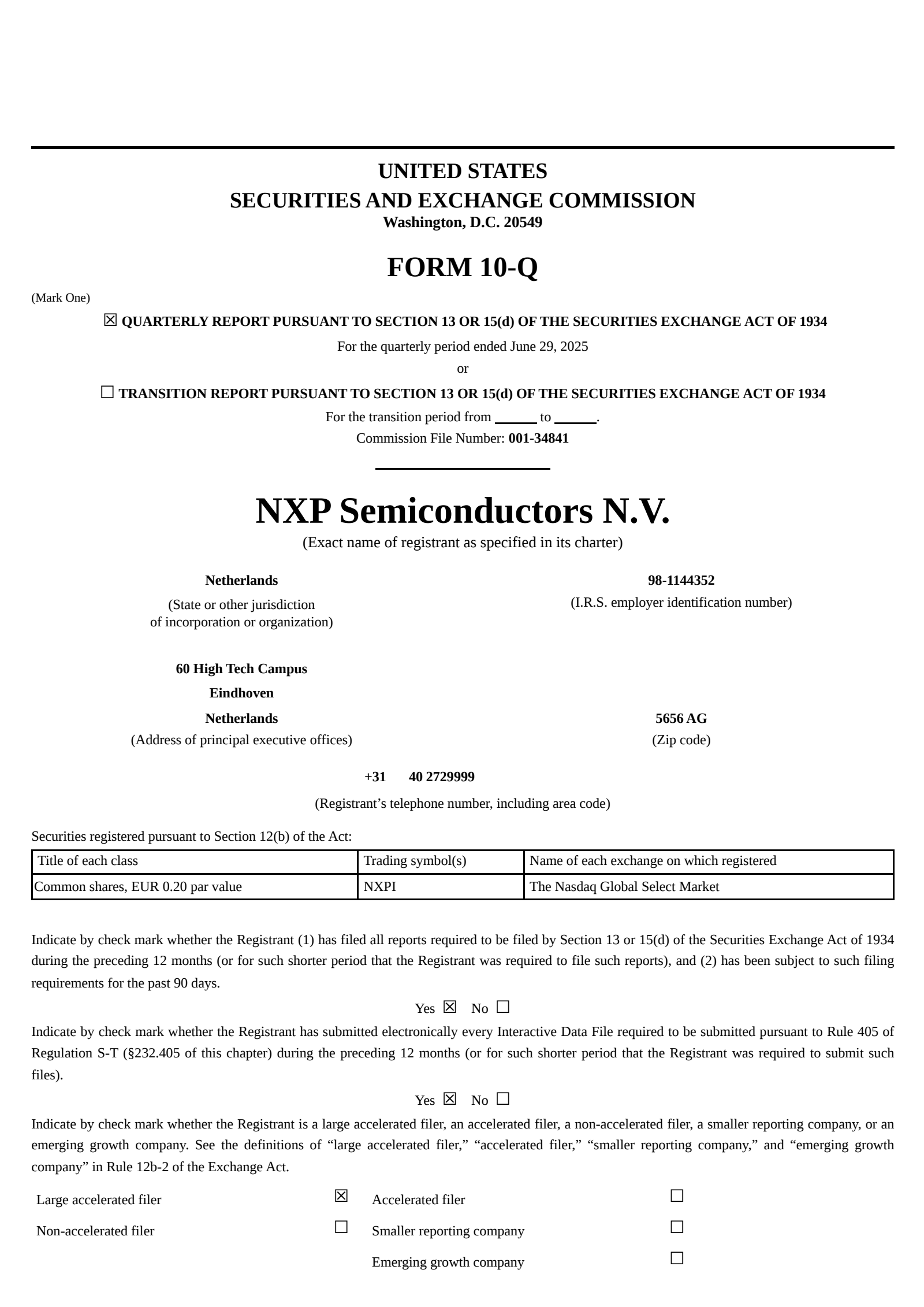 NXP Semiconductors' Q2 2025 Quarterly report