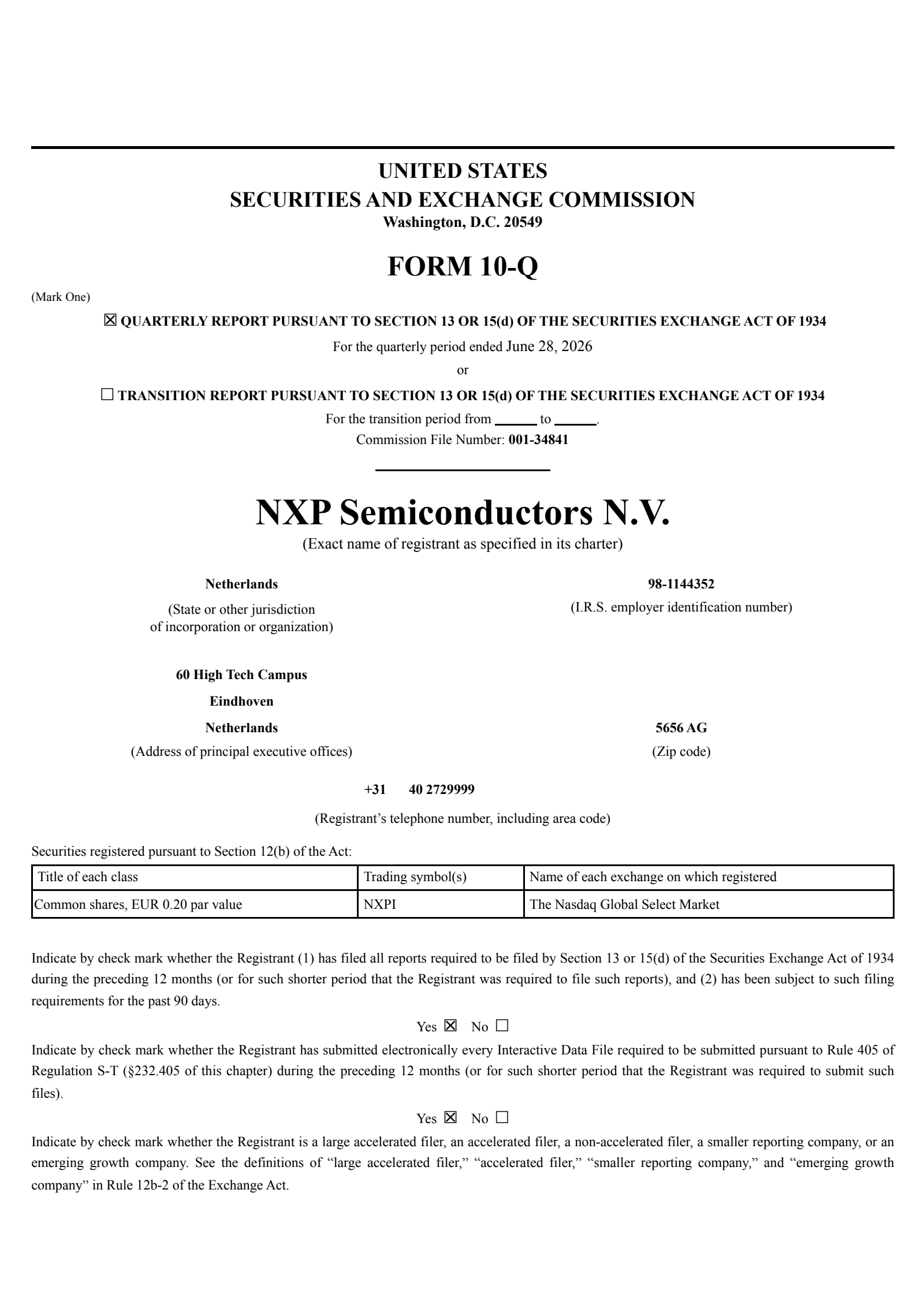 NXP Semiconductors' Q2 2026 Quarterly report