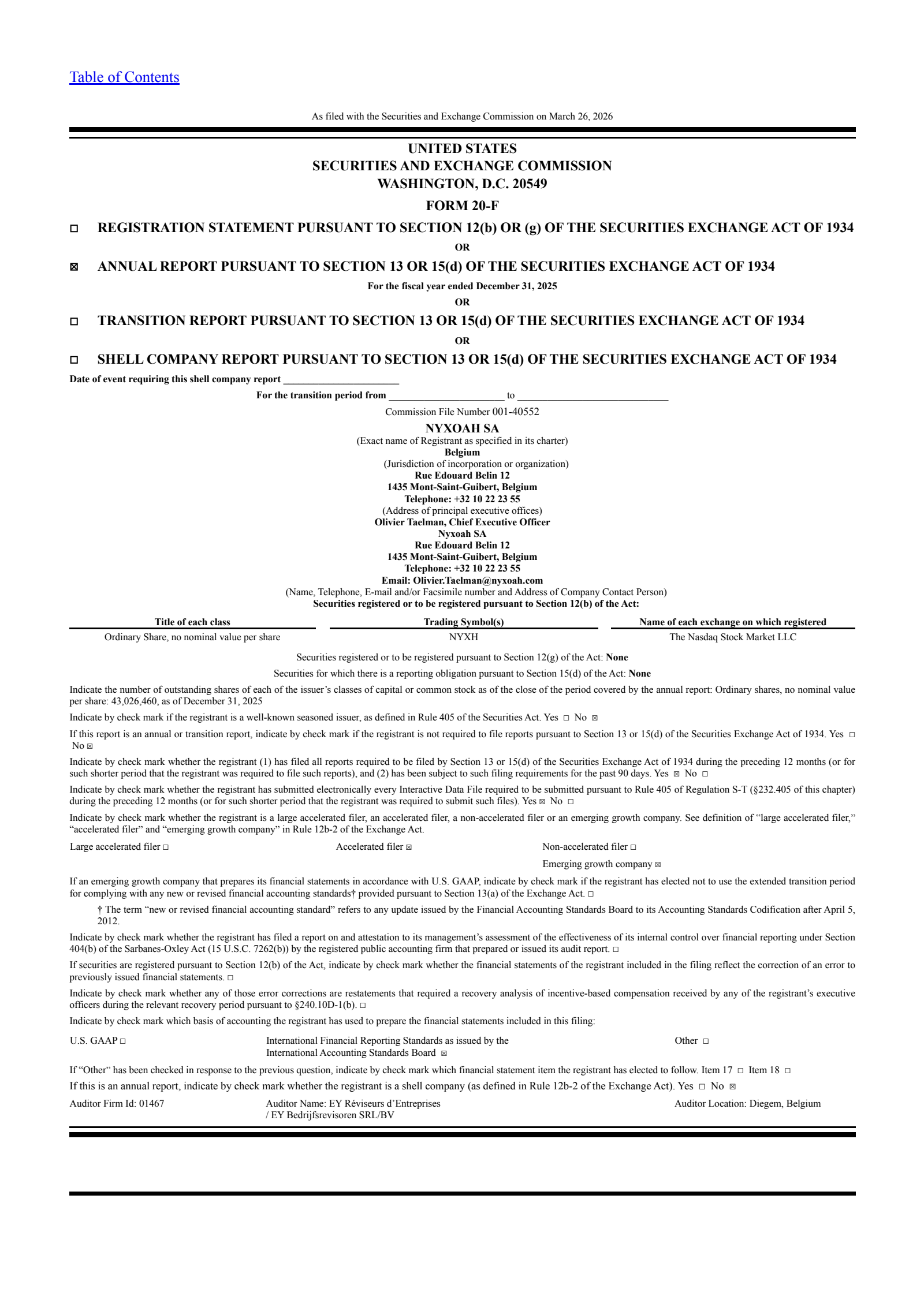 Nyxoah's Q4 2025 Annual report
