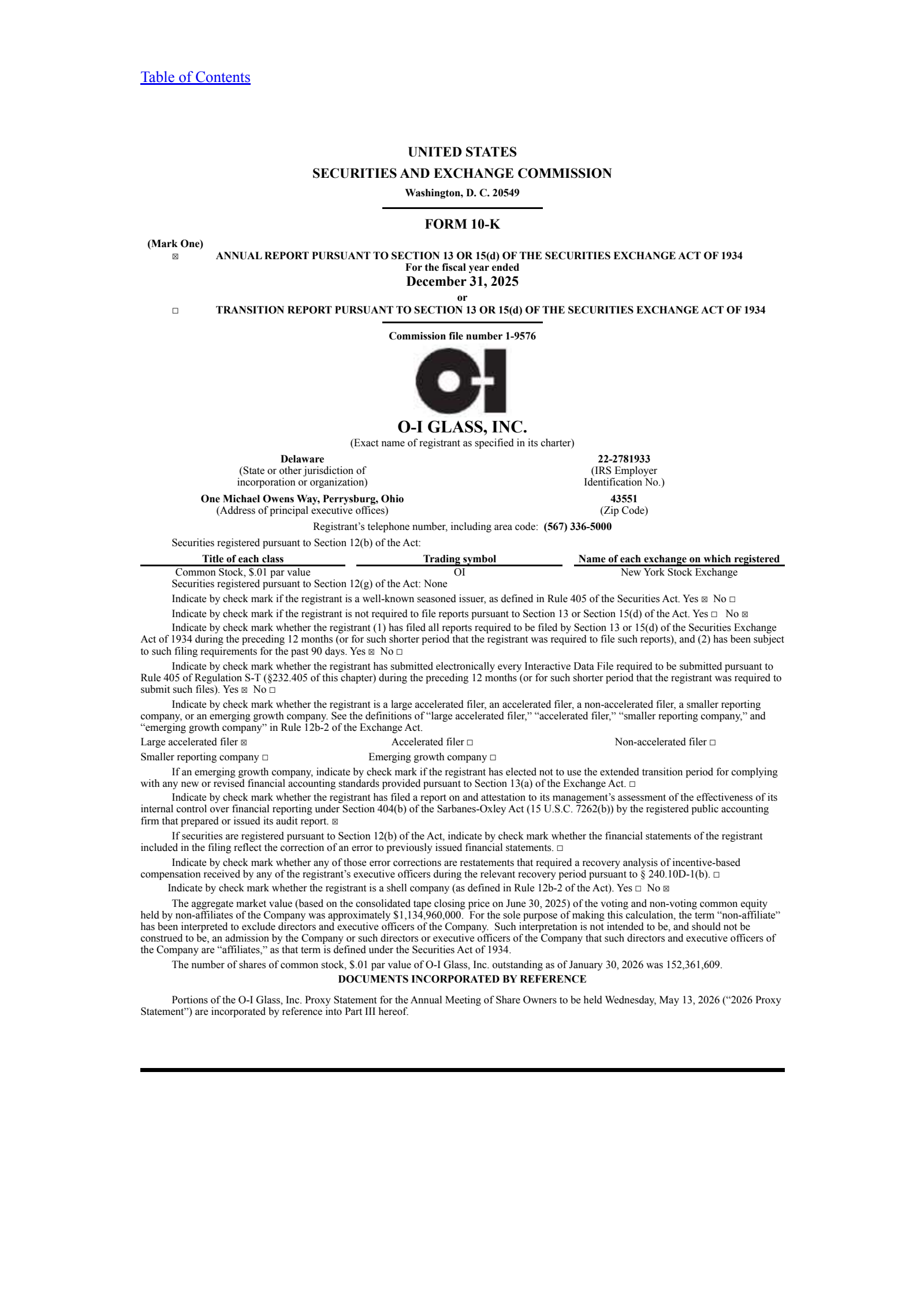 O-I Glass' Q4 2025 Annual report
