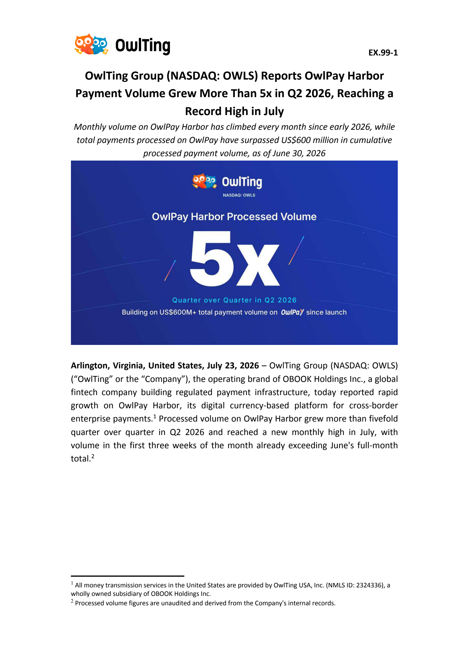 OBOOK's Q2 2026 Press Release