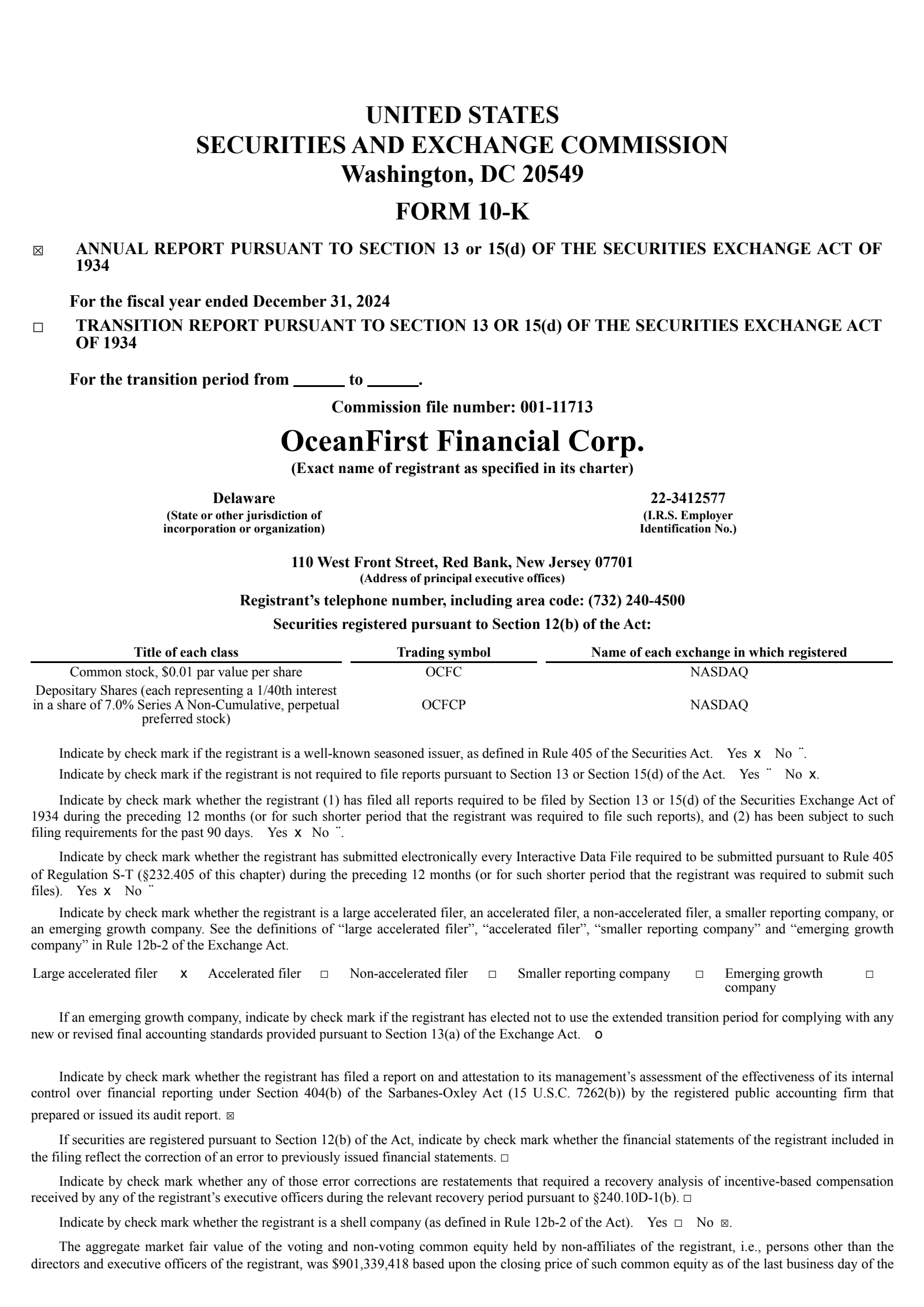 OceanFirst Financial's Q4 2024 Annual report