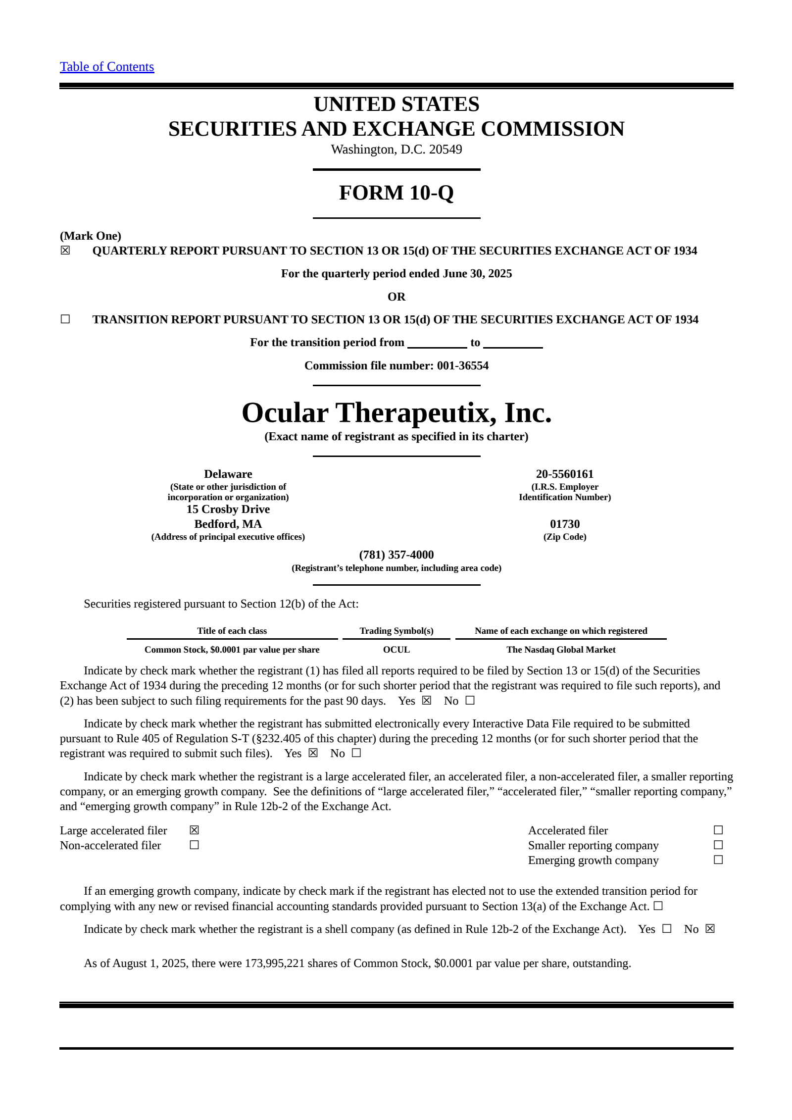 Ocular Therapeutix's Q2 2025 Quarterly report
