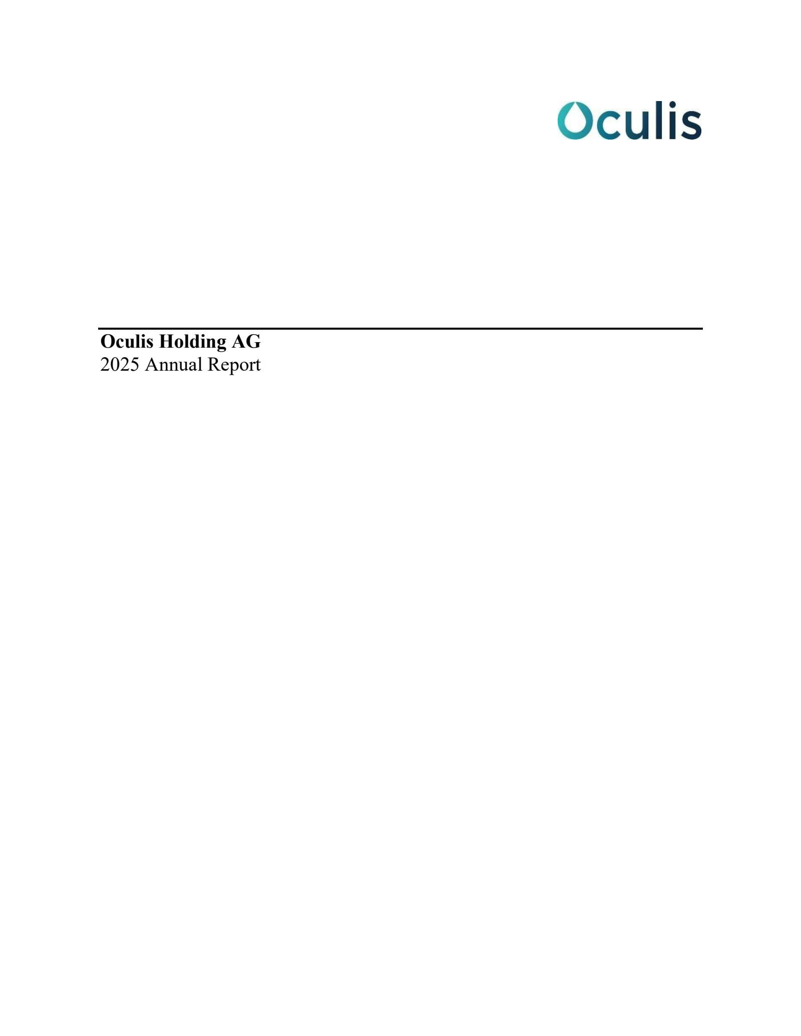 Oculis' Q4 2025 Annual report