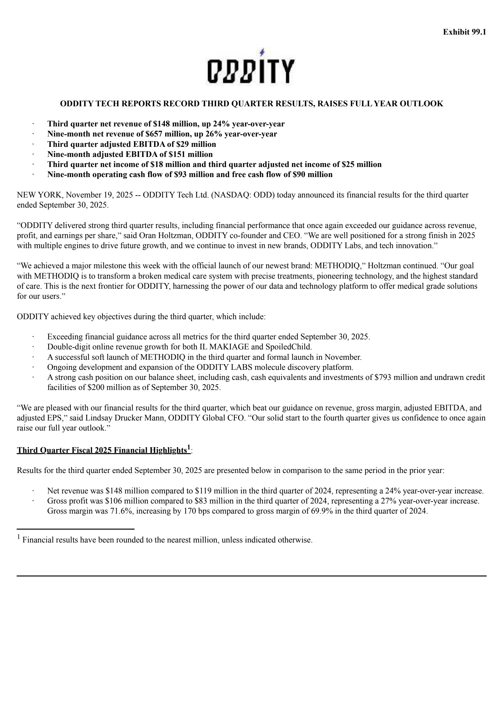 ODDITY Tech's Q3 2025 Earnings Release