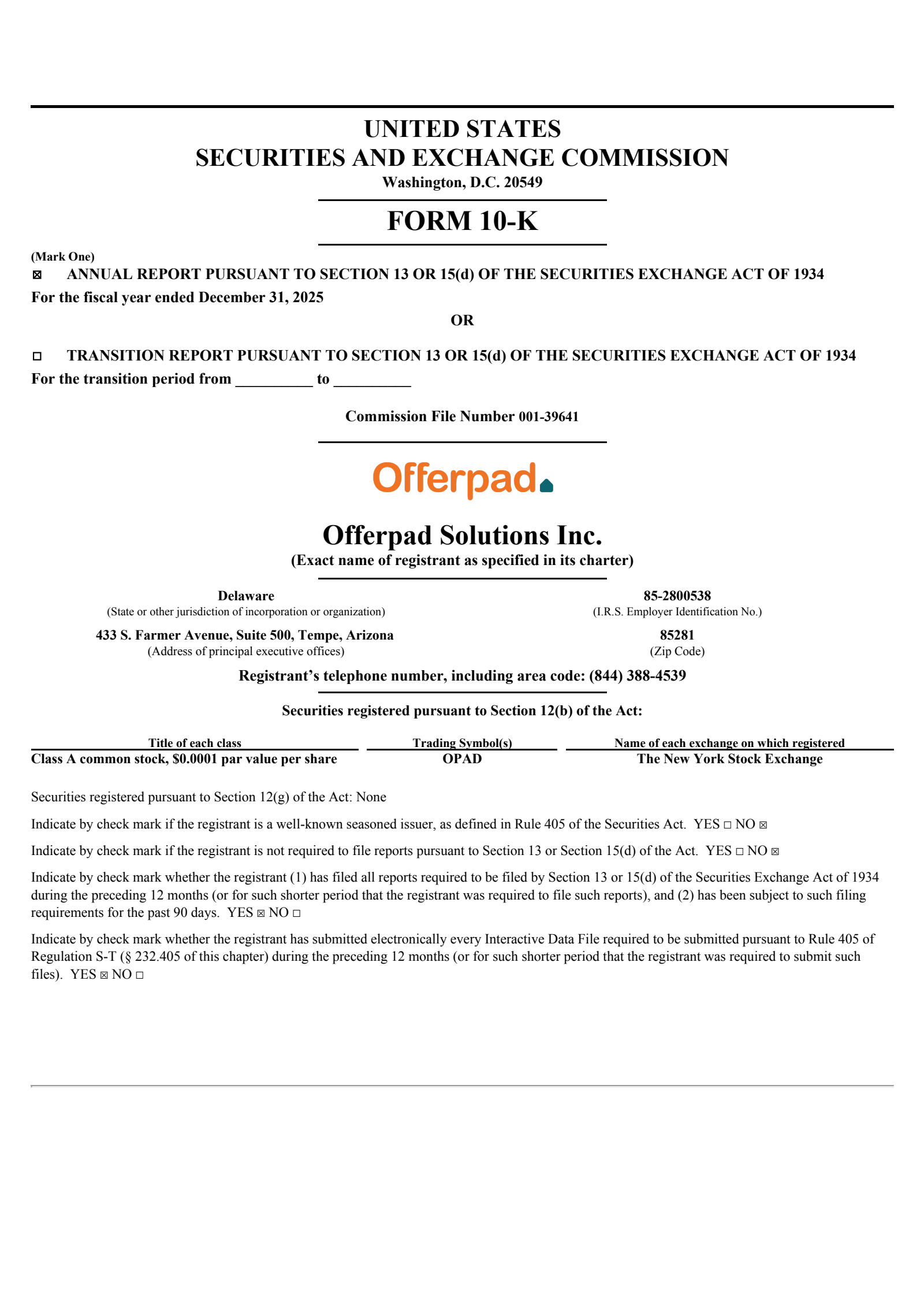 Offerpad Solutions' Q4 2025 Annual report